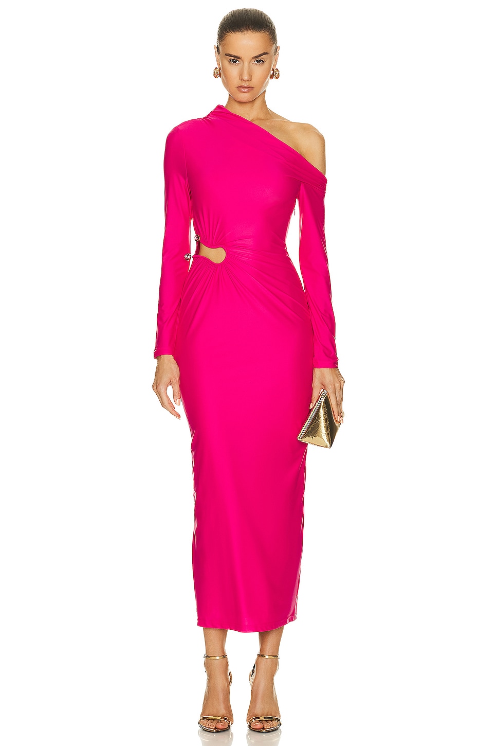 Image 1 of self-portrait Jersey Cut Out Maxi Dress in Pink