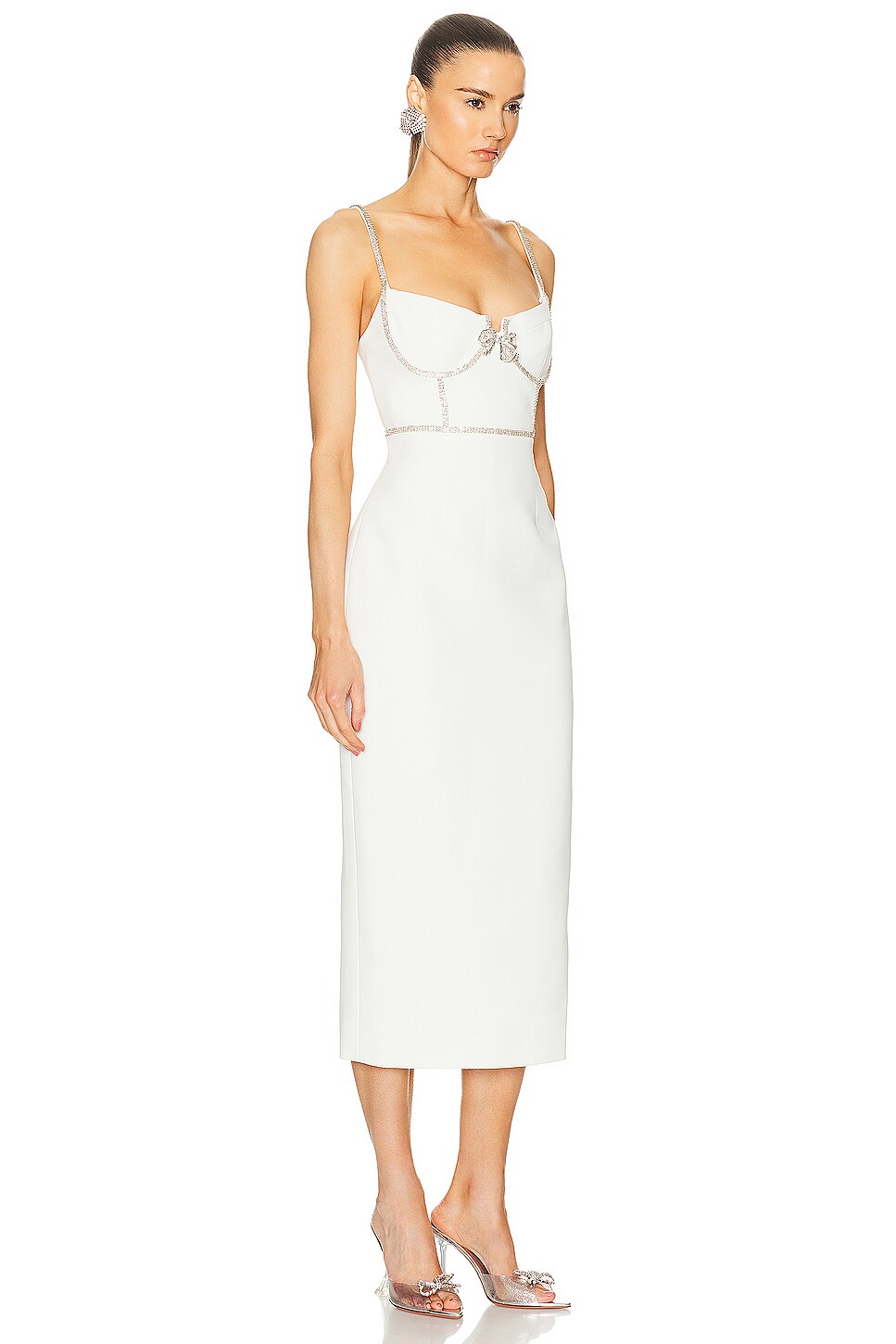 White Crepe Midi Dress w/ Sleeve