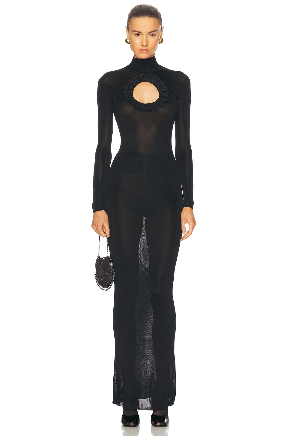 x Christopher Kane Knit Cut Out Maxi Dress in Black