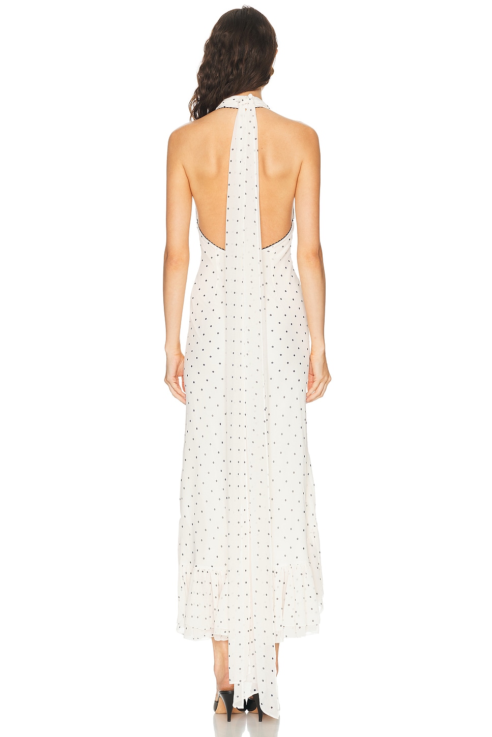 Polka Dot Halter Neck Midi Dress