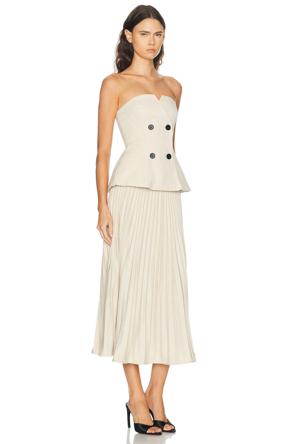 Self-Portrait Bandeau Pleated Midi Dress