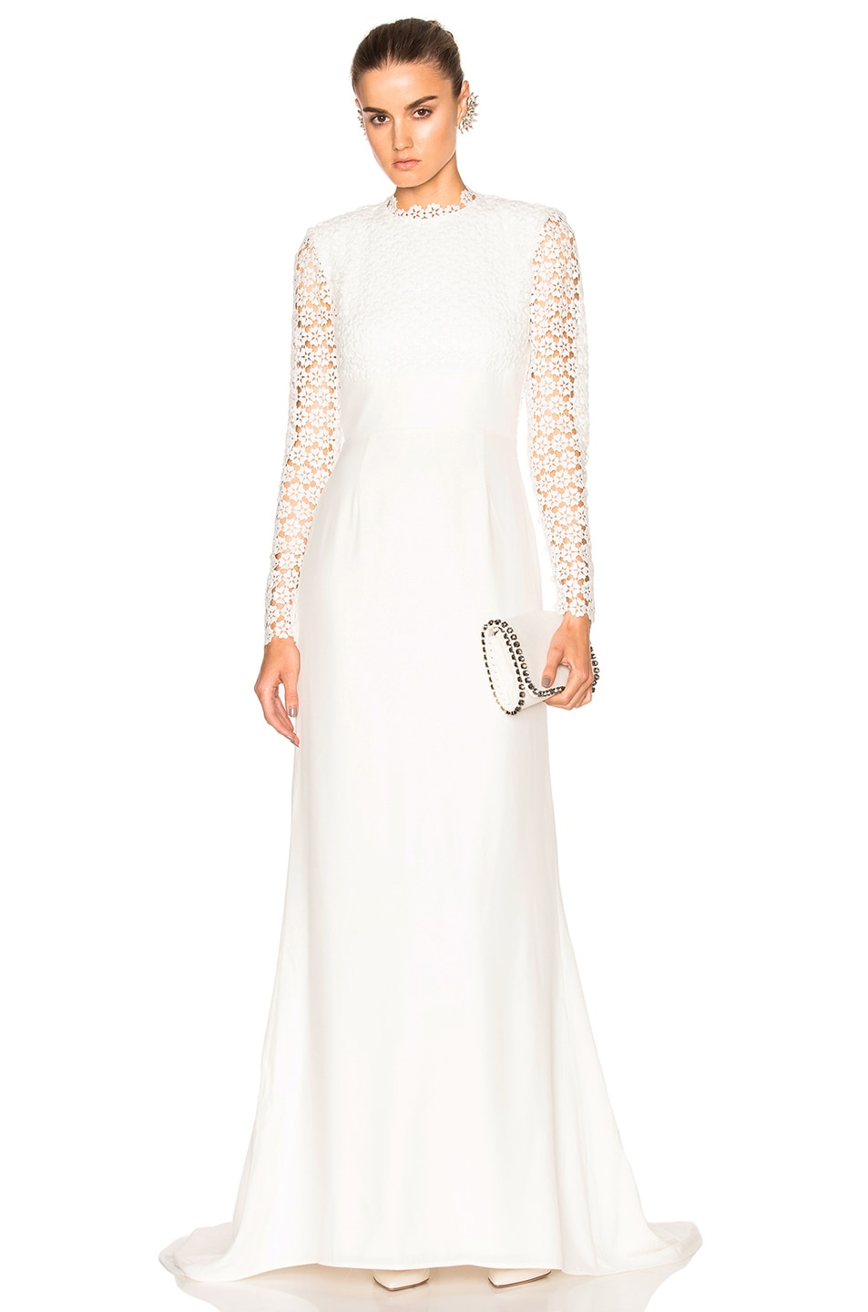 self-portrait Eva Backless Silk Wedding Dress in Off White | FWRD
