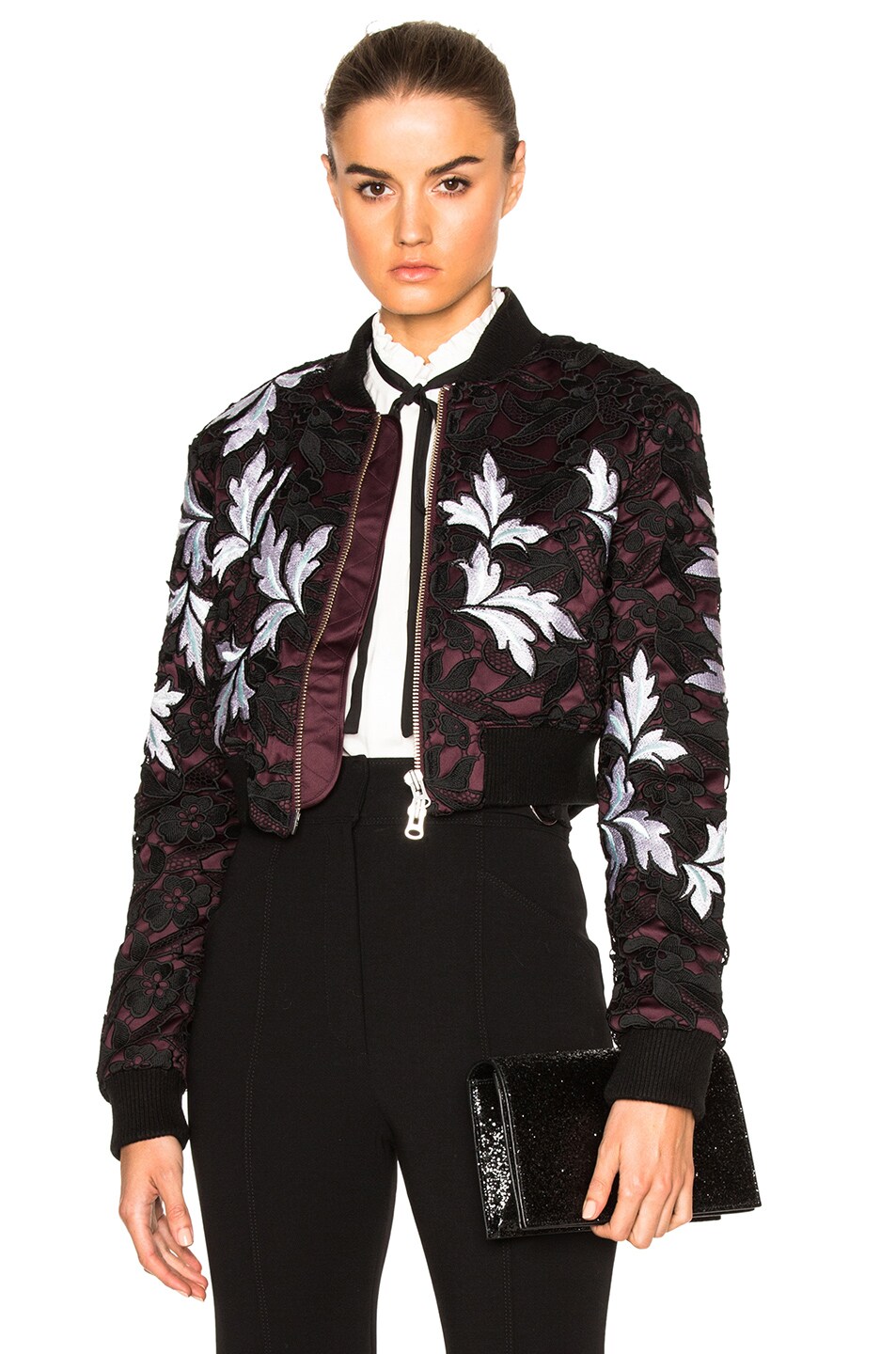 Image 1 of self-portrait Cropped Bomber Jacket in Multi