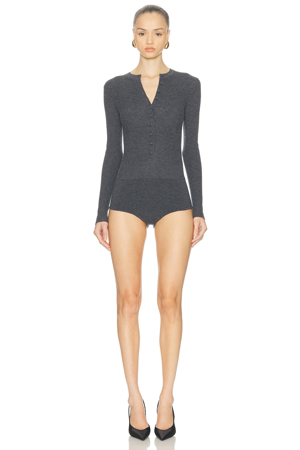 Wool Knit Romper in Grey