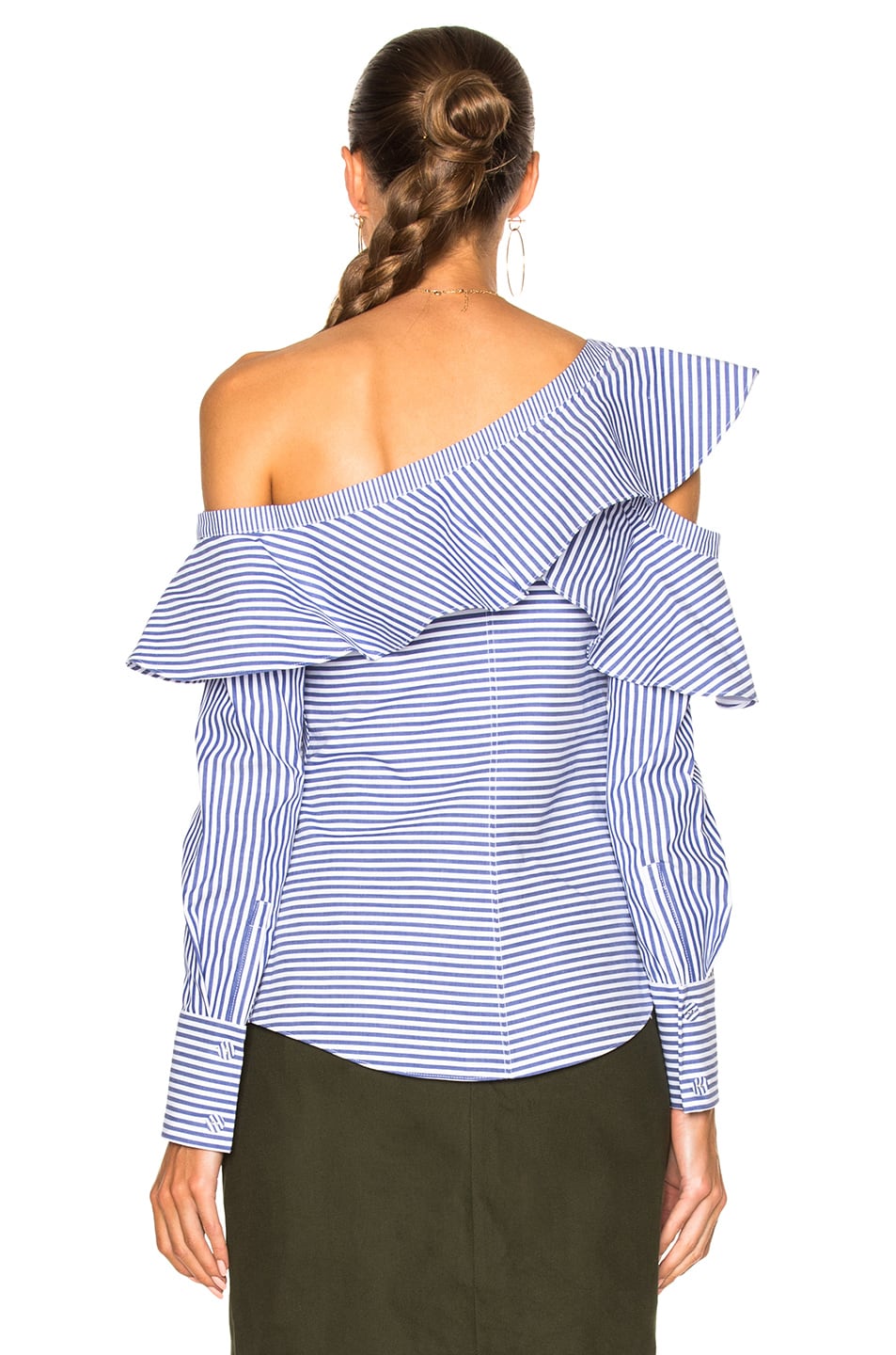 Off-Shoulder Striped Top Blue