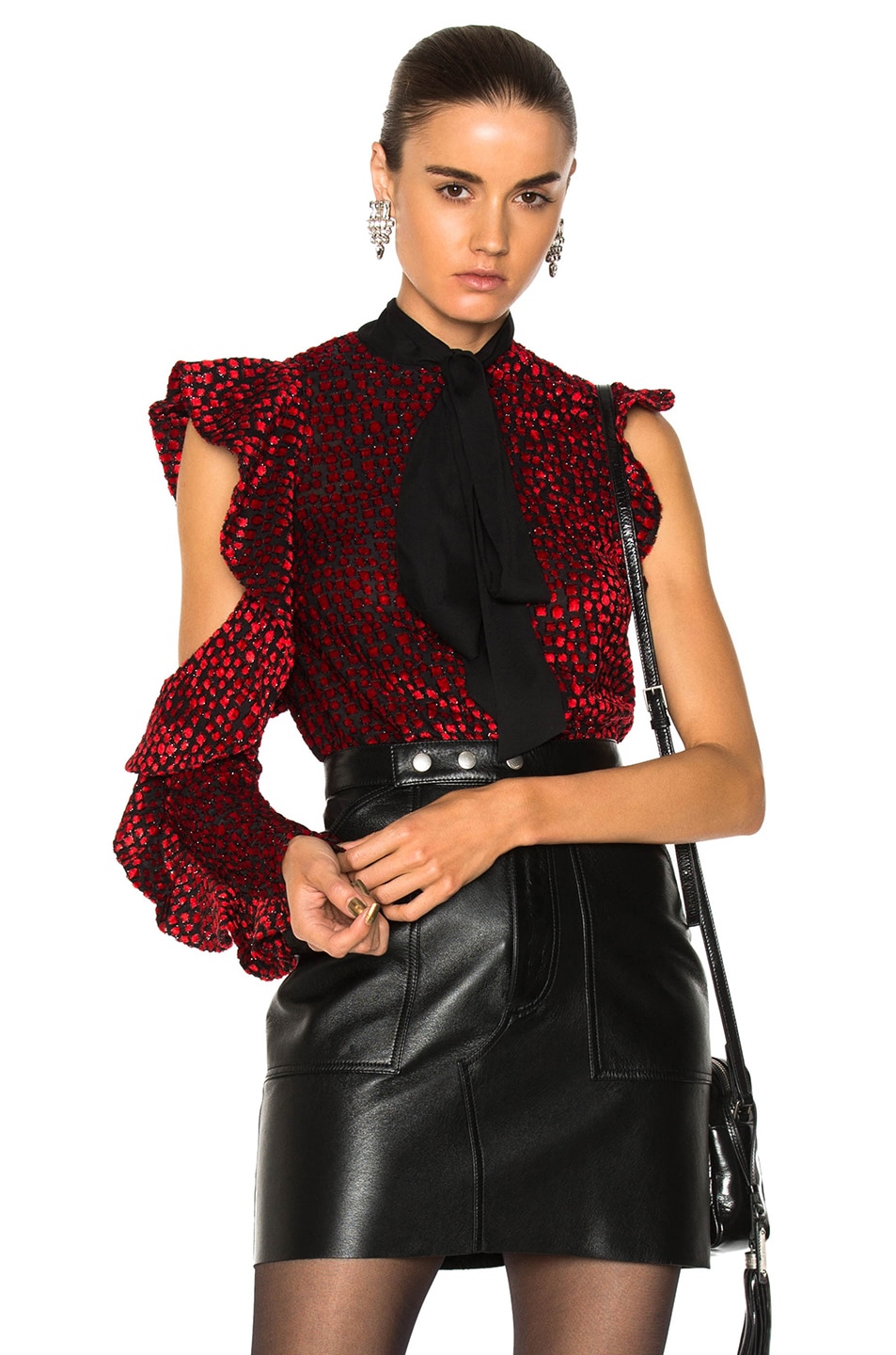Image 1 of self-portrait Devore Frill Top in Red