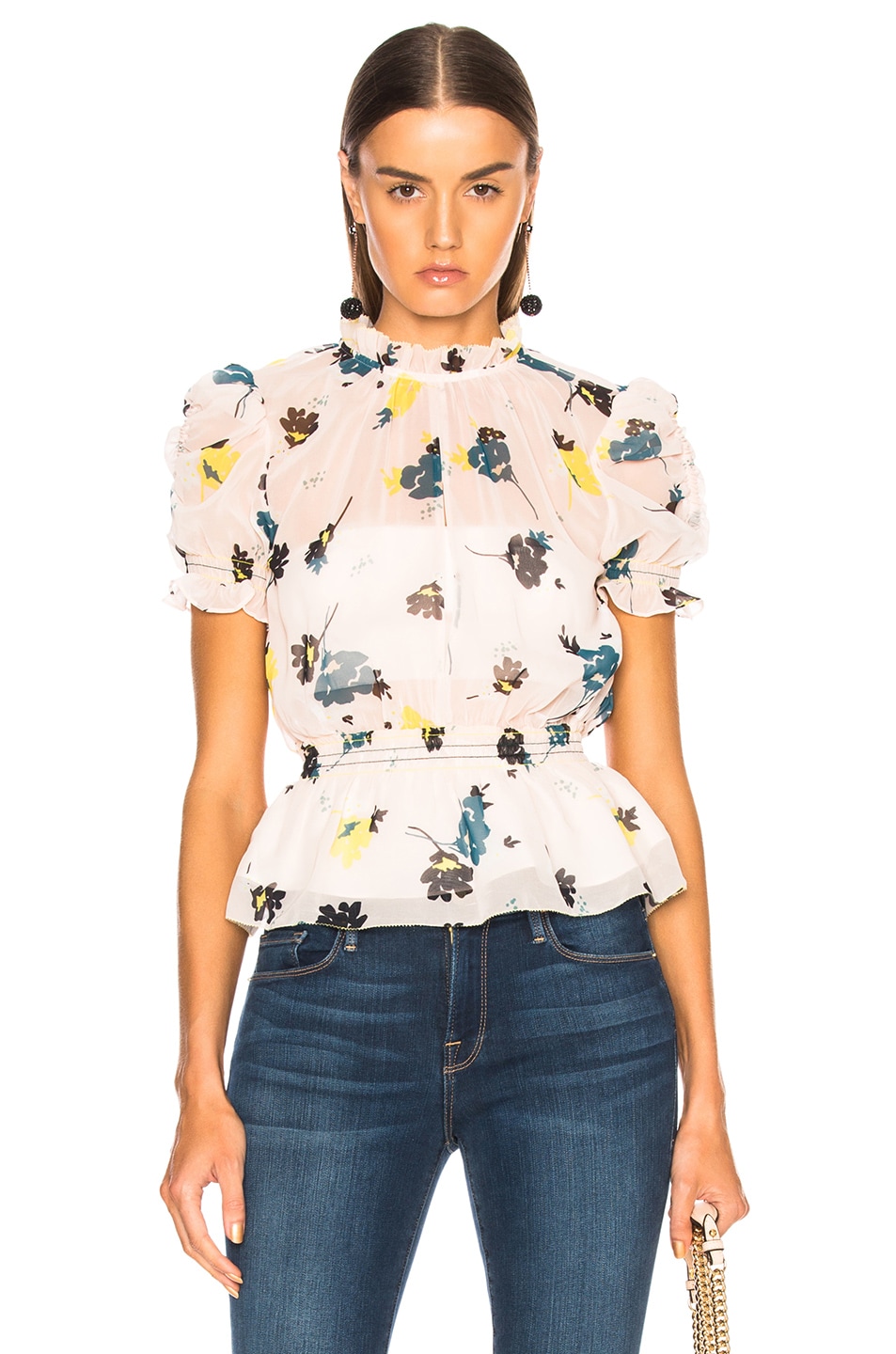 Image 1 of self-portrait Graphic Floral Print Top in Pink
