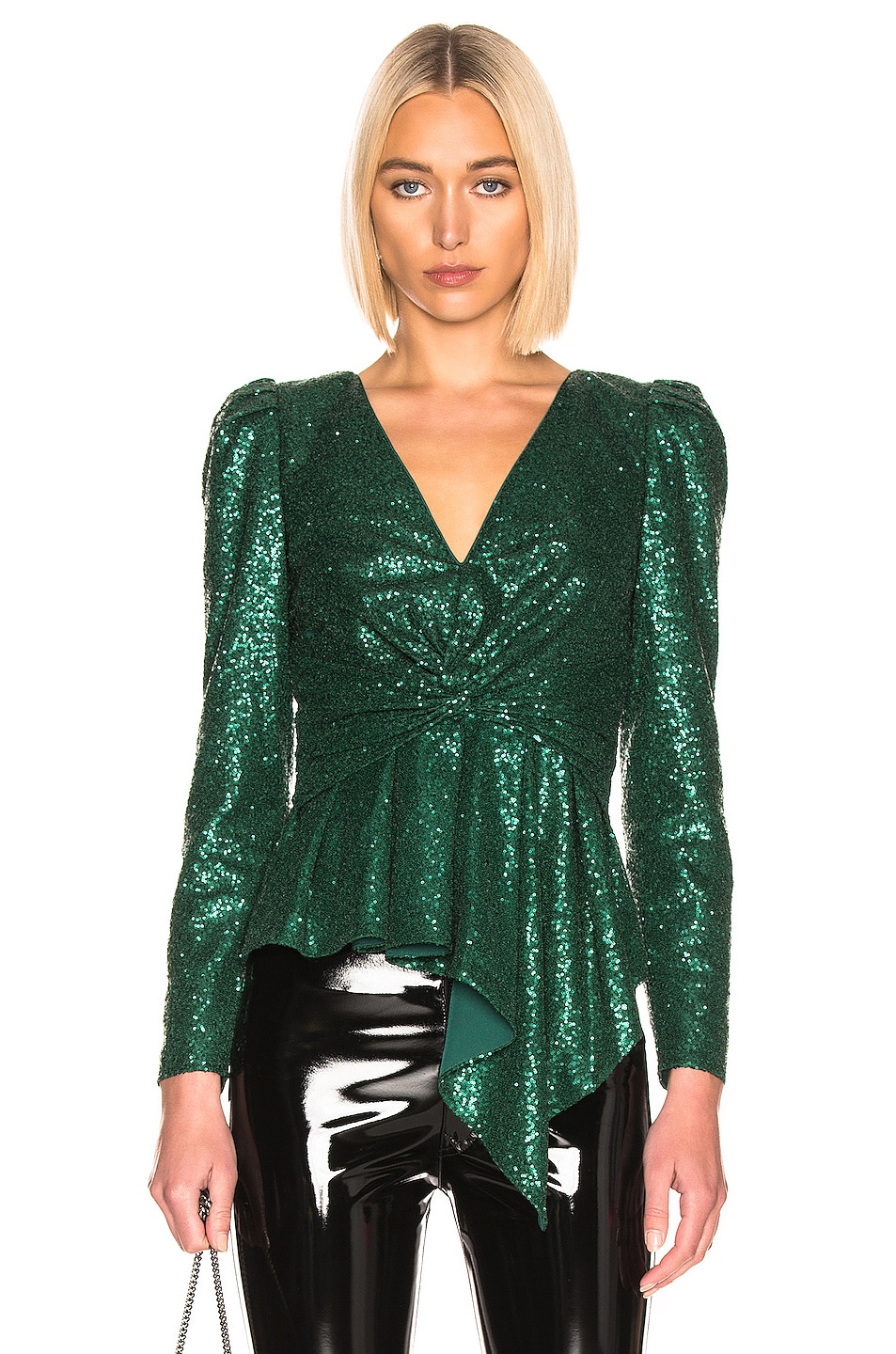 Image 1 of self-portrait for FWRD Sequin Top in Green