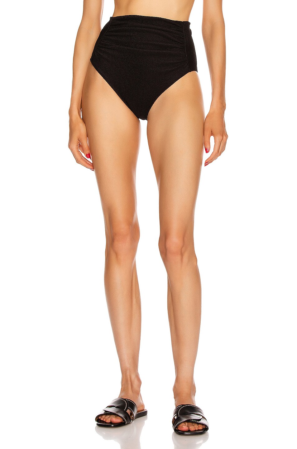 Image 1 of self-portrait Ruched High Waisted Briefs in Black