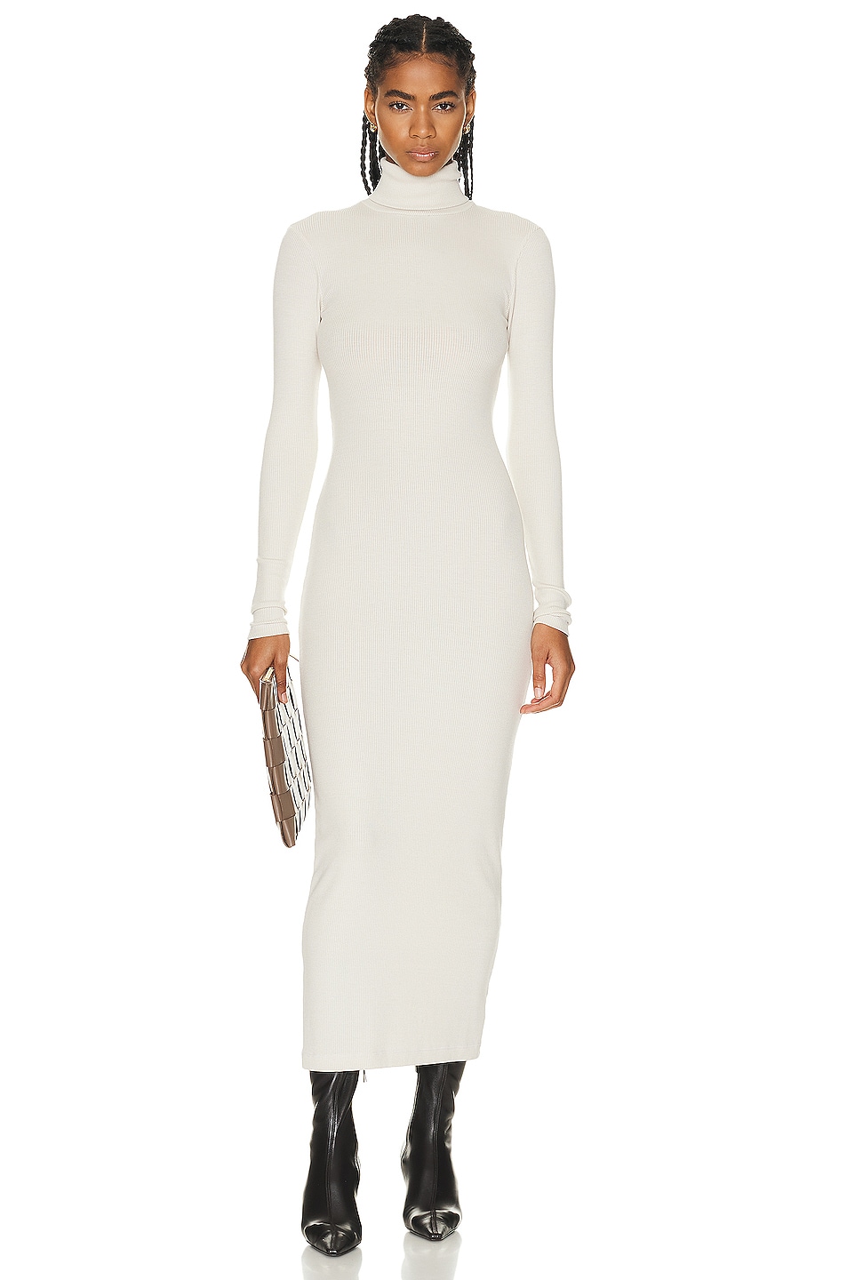 Image 1 of SPRWMN Long Sleeve Turtleneck Maxi Dress in Off White