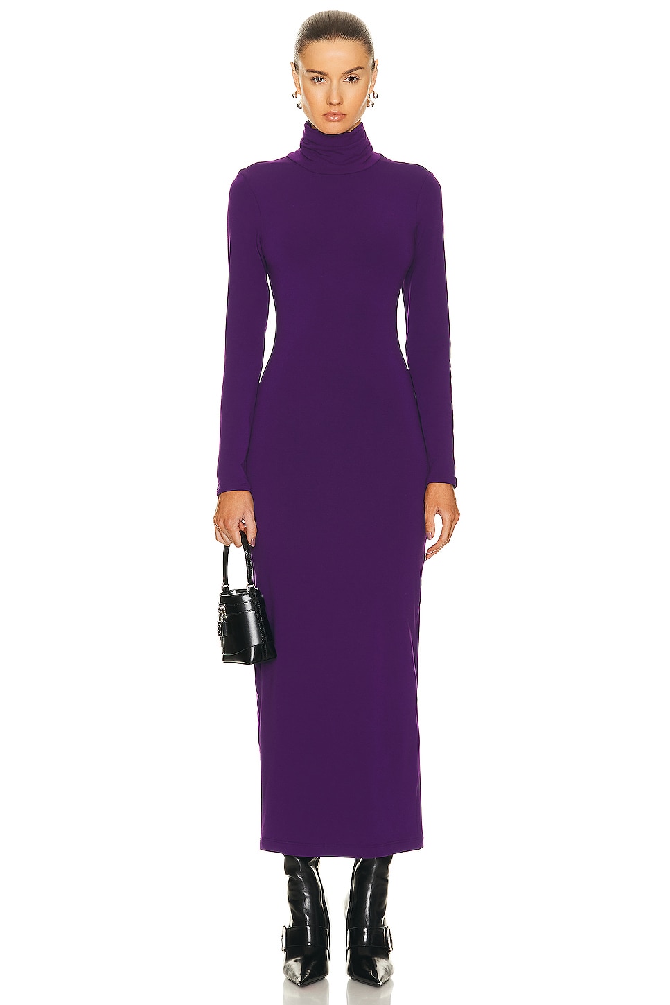 Long Sleeve Turtleneck Maxi Dress in Purple