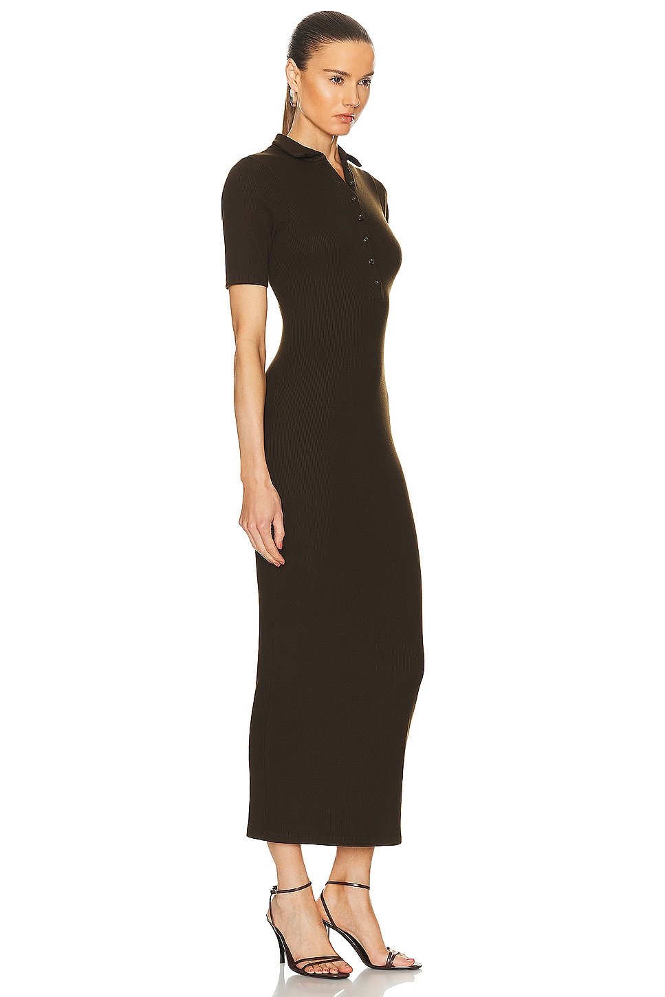 Shop Sprwmn Rib Polo Maxi Dress In Americano