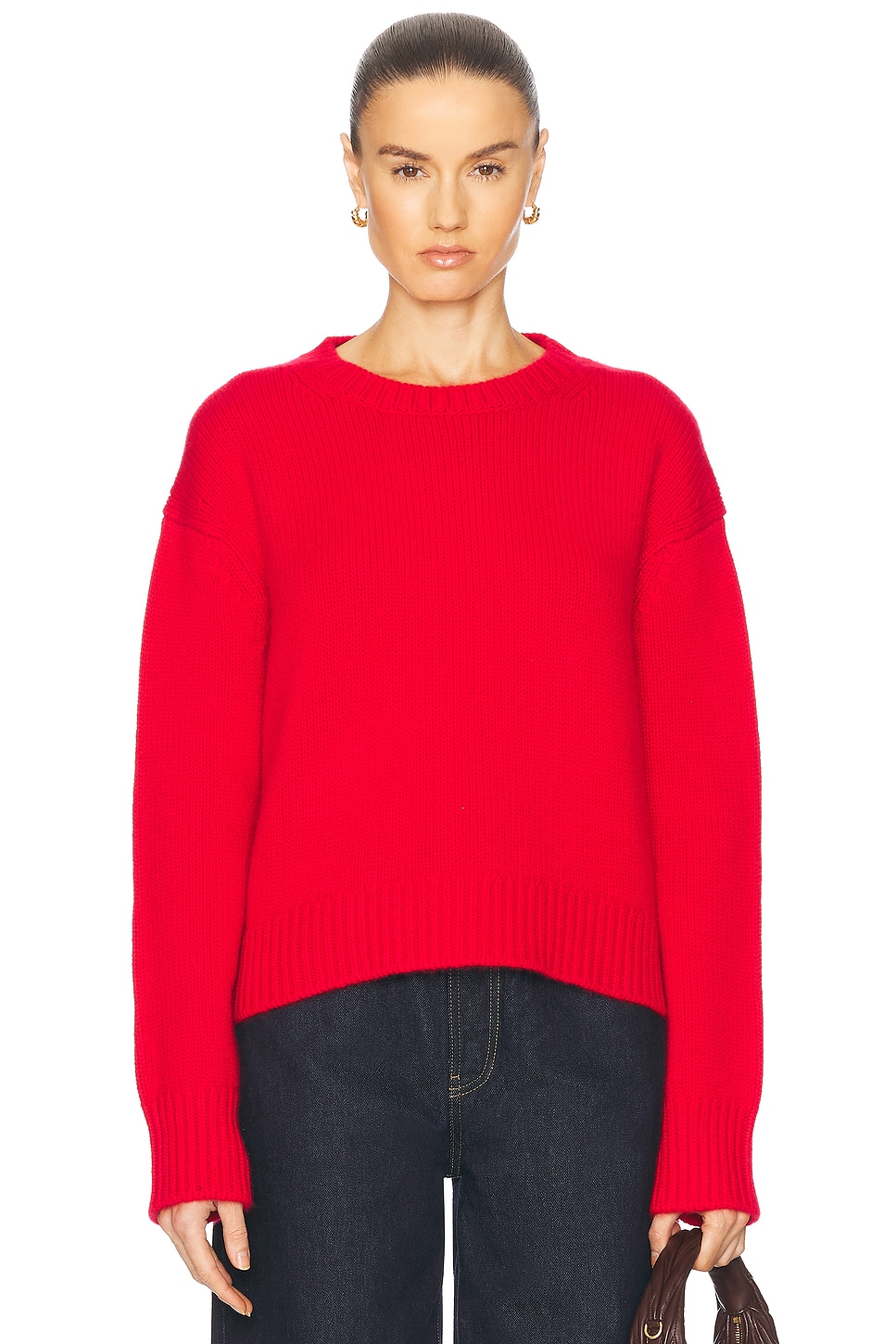 Image 1 of SPRWMN Heavy Crewneck Sweater in Red