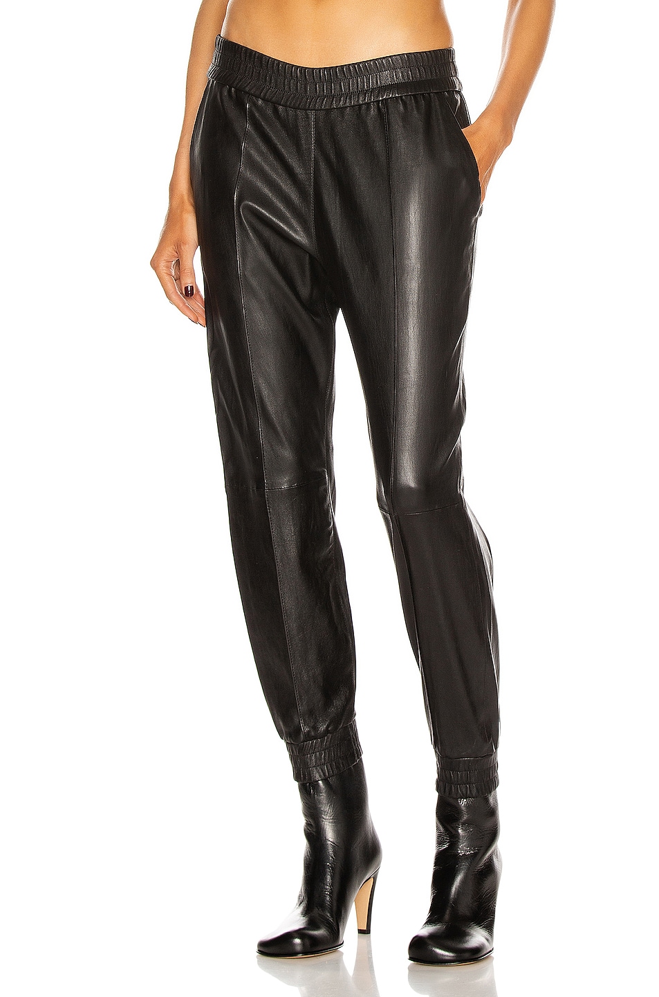Image 1 of SPRWMN Slim Fit Cuffed Jogger in Black