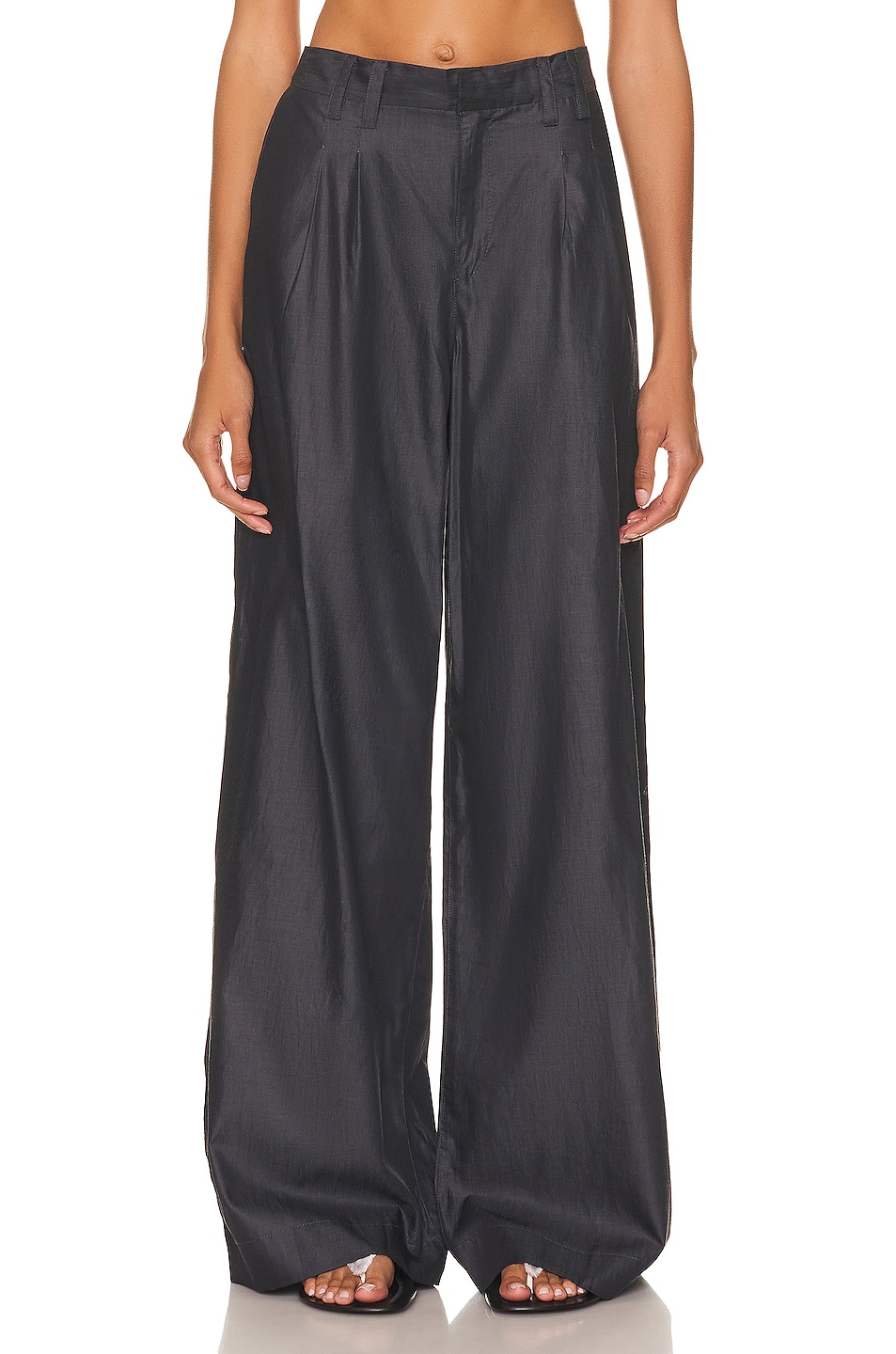 Image 1 of SPRWMN Twill Pleated Pant in Black