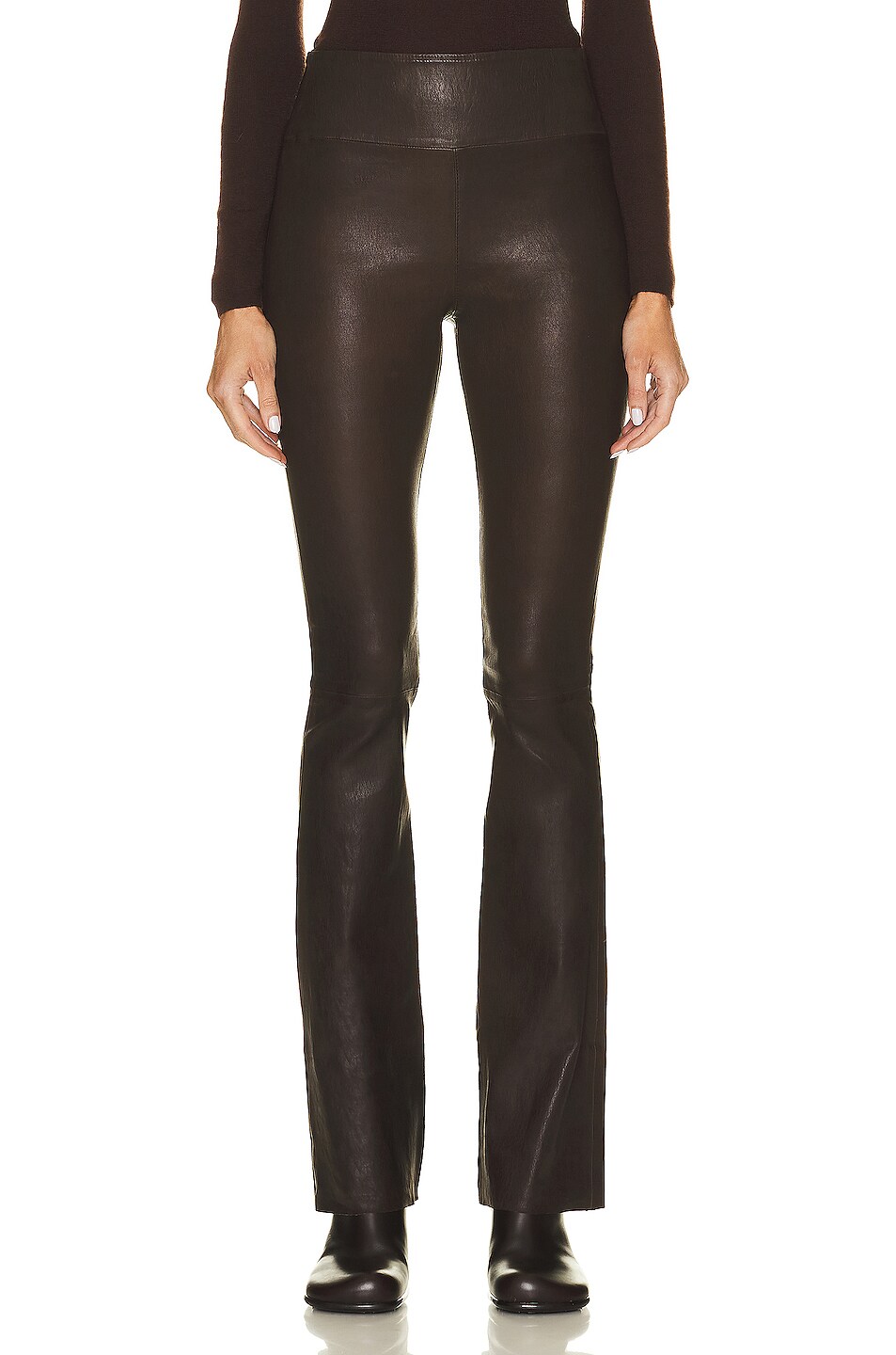 Image 1 of SPRWMN Micro Flare Leather Pant in Espresso