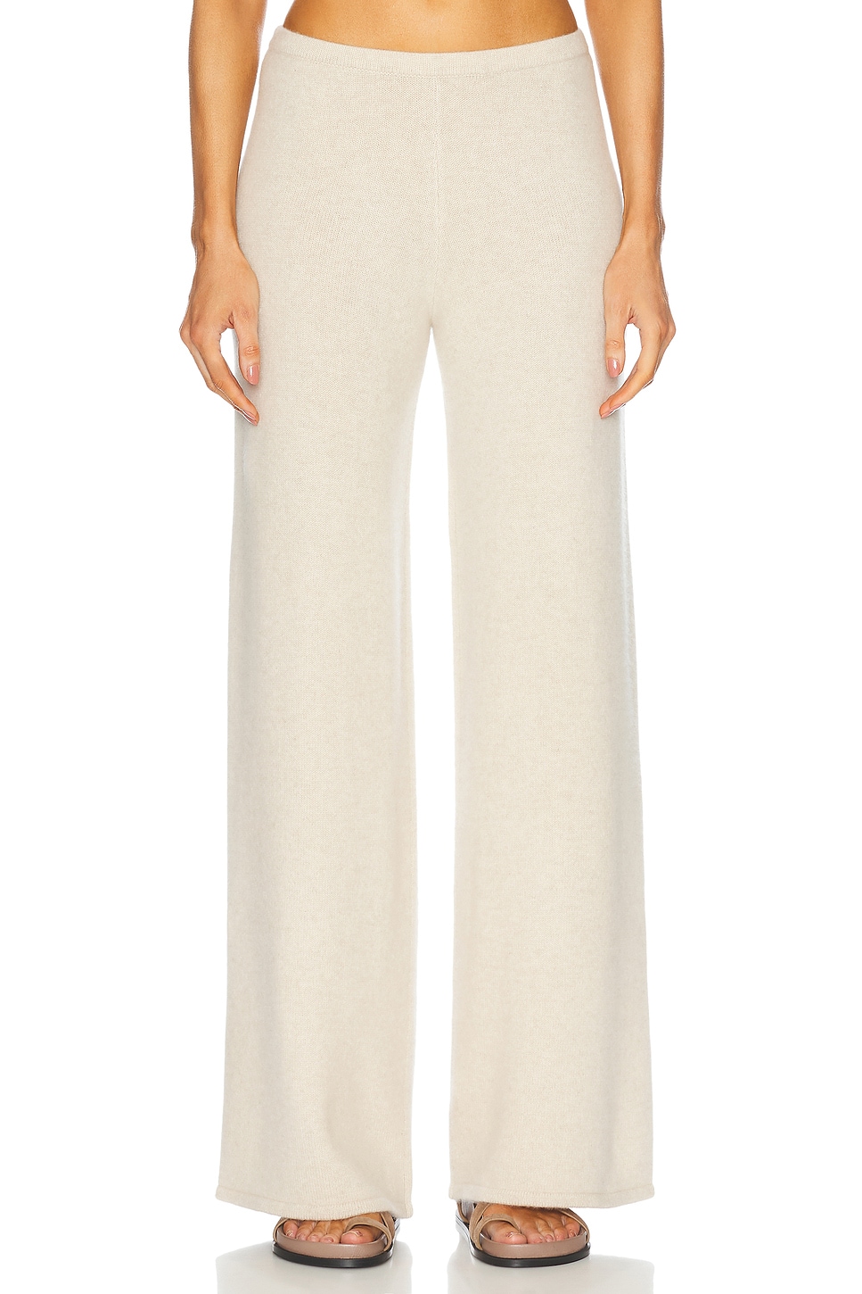 Image 1 of SPRWMN Wide Leg Pull On Cashmere Pant in Oyster