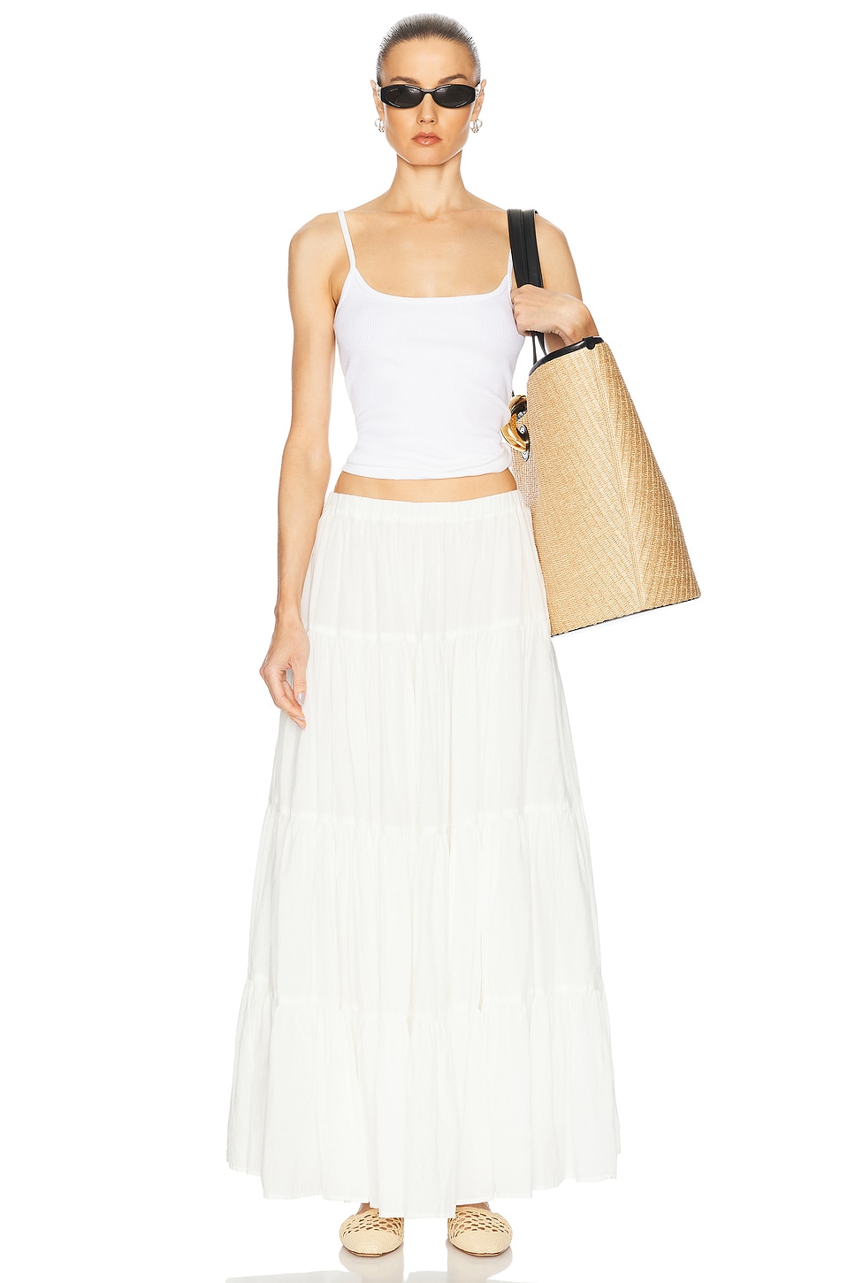 SPRWMN Shirred Ruffle Tiered Skirt thumbnail