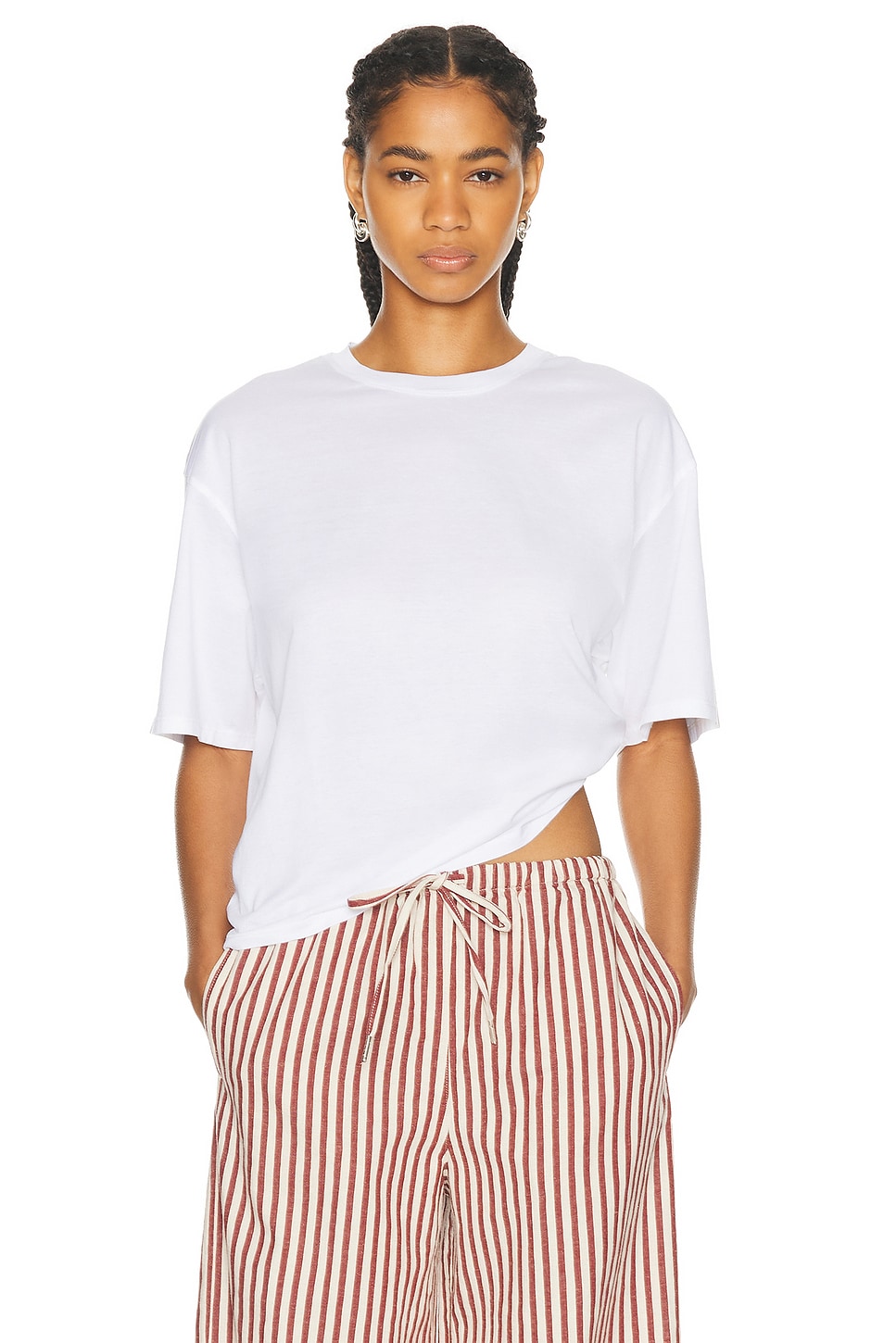Image 1 of SPRWMN Oversized Cropped Boxy Tee in White