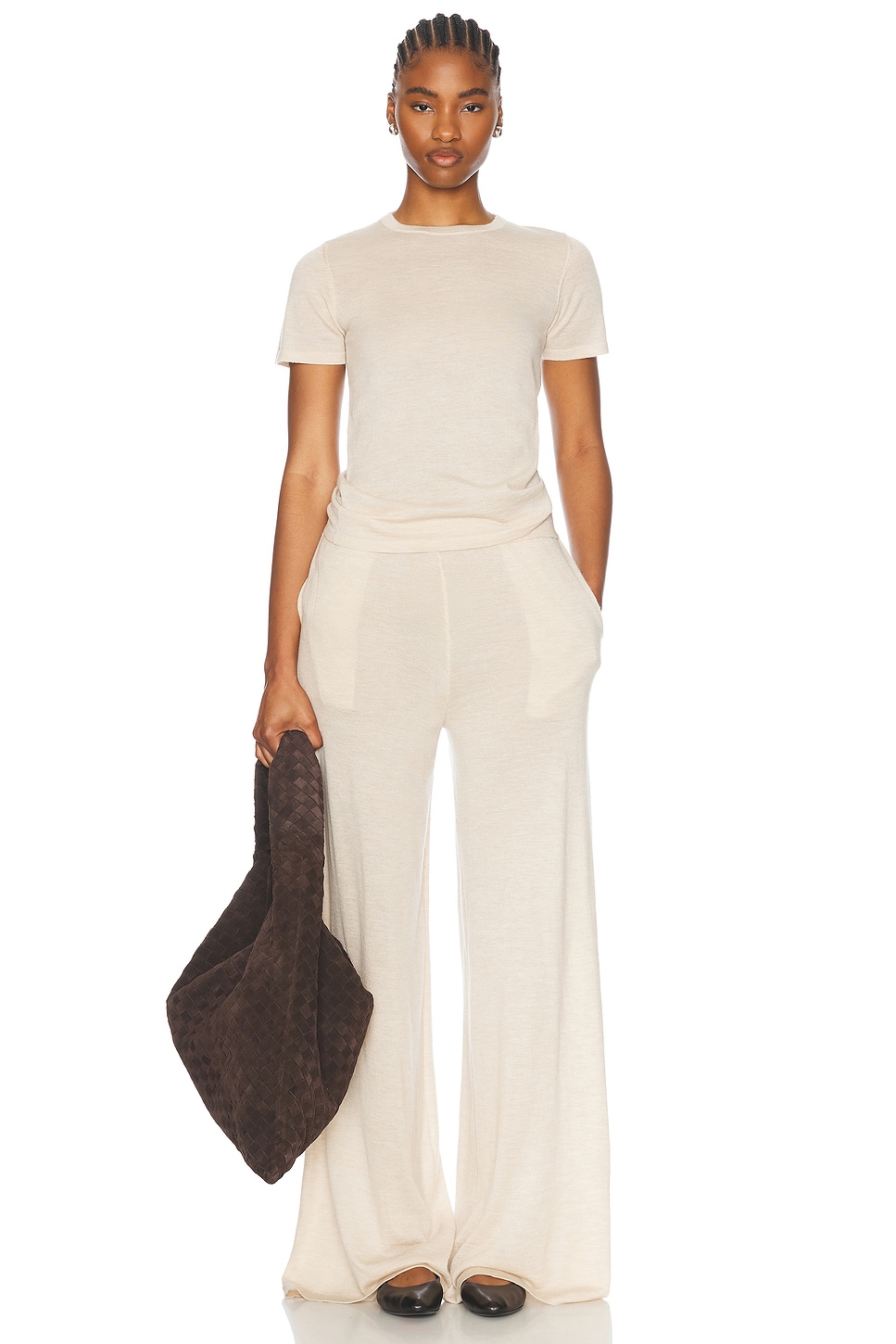 Image 4 of SPRWMN Cashmere Relaxed T Shirt in Latte