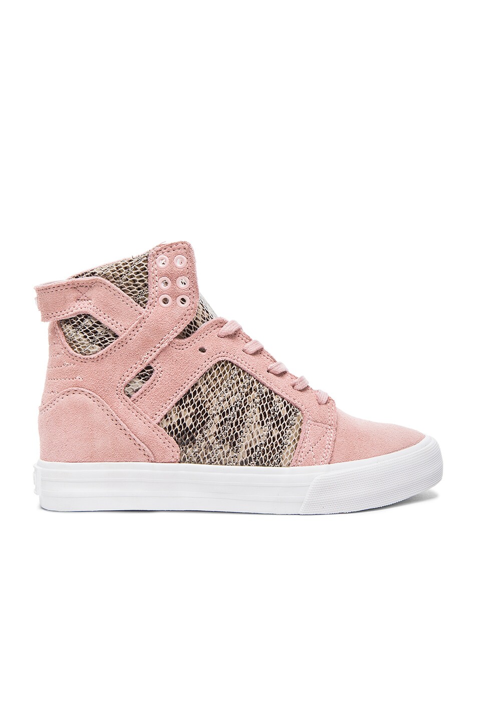 Image 1 of Supra + Elyse Walker Skytop Wedge Suede Sneakers in Pink