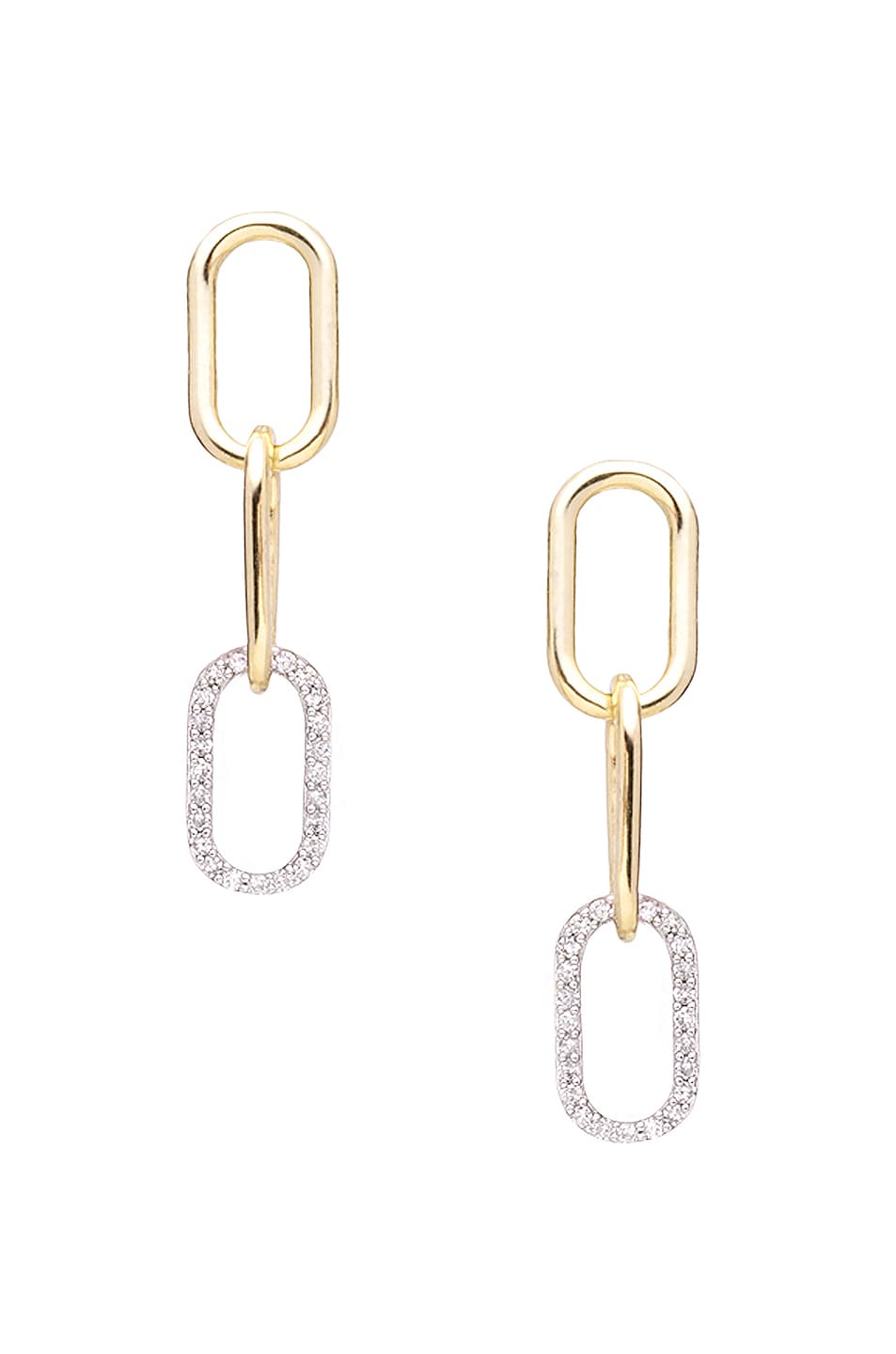 Image 1 of STONE AND STRAND Diamond Linked Up Earrings in Gold & White
