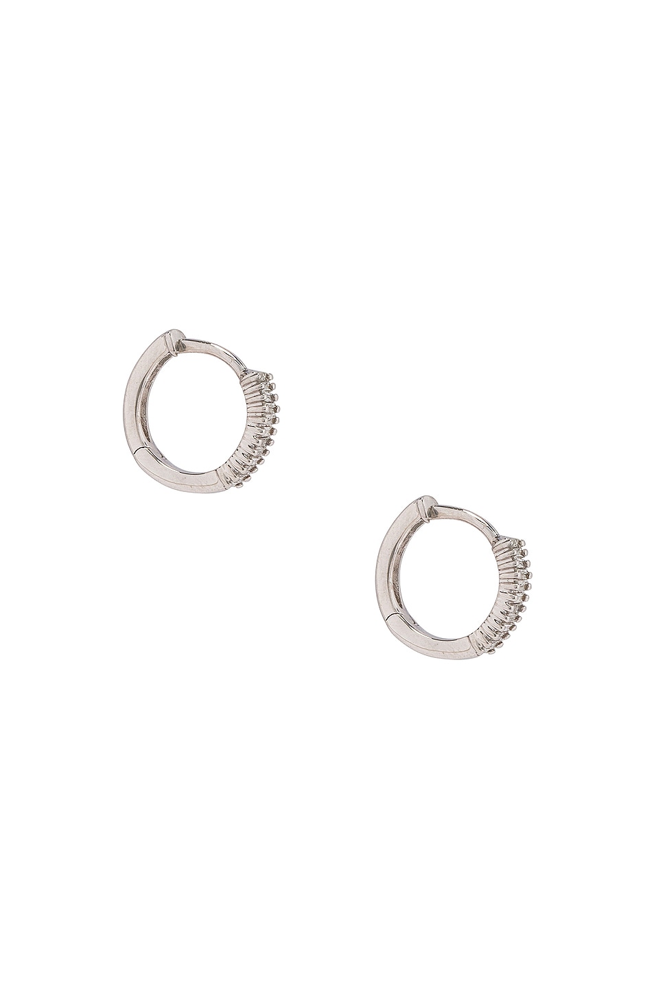 Image 1 of STONE AND STRAND Up and Down Baguette Huggie Earrings in White Gold & Diamond