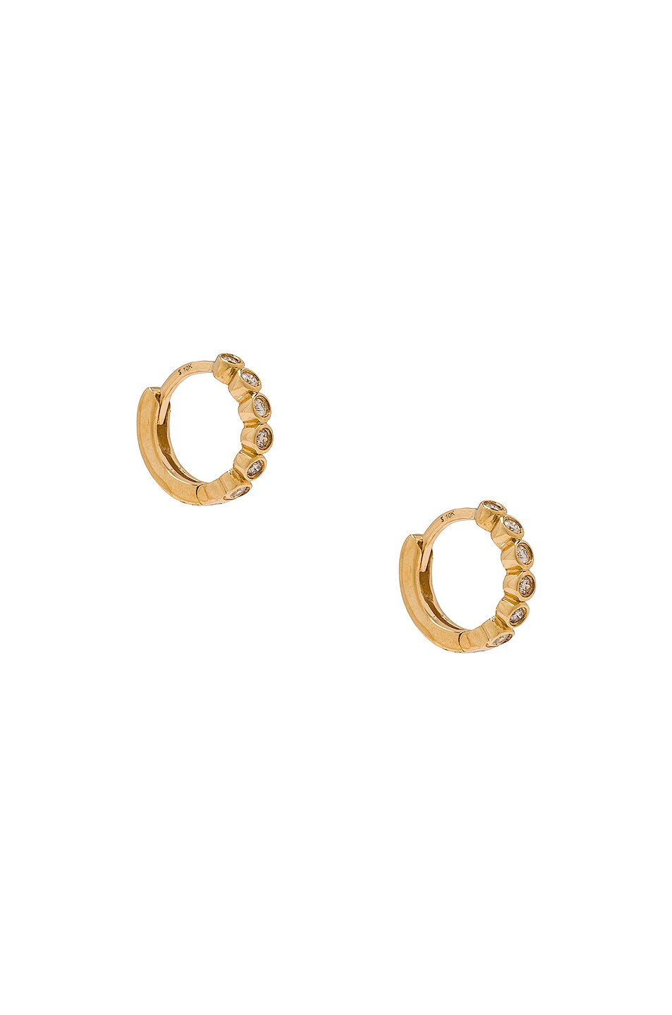 Image 1 of STONE AND STRAND Bezel Diamond Huggie Earrings in Gold & Diamond