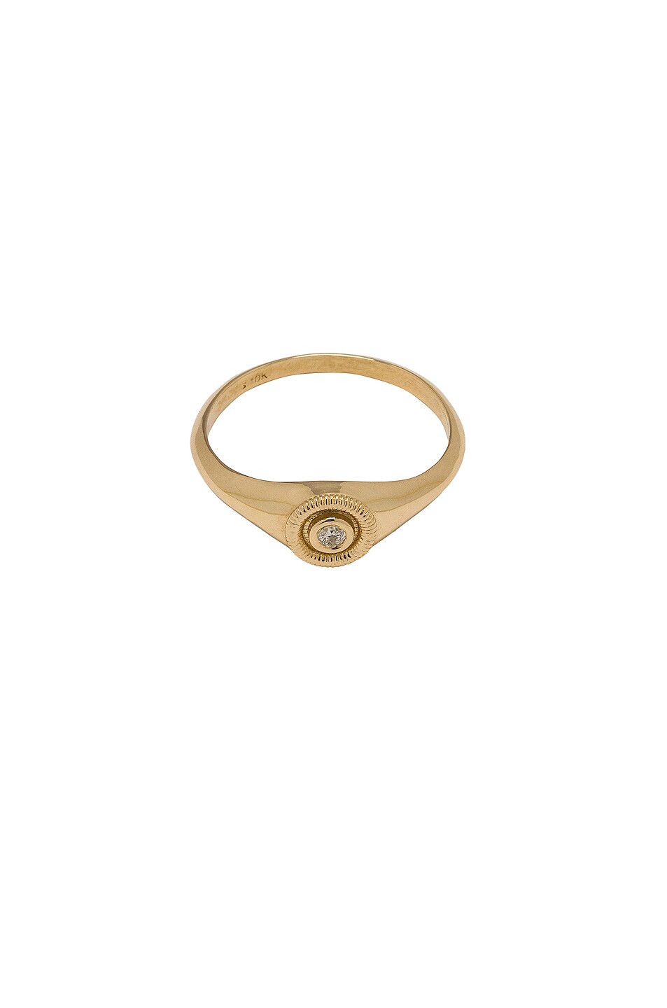 Image 1 of STONE AND STRAND Pleated Diamond Signet Ring in Gold & Diamond