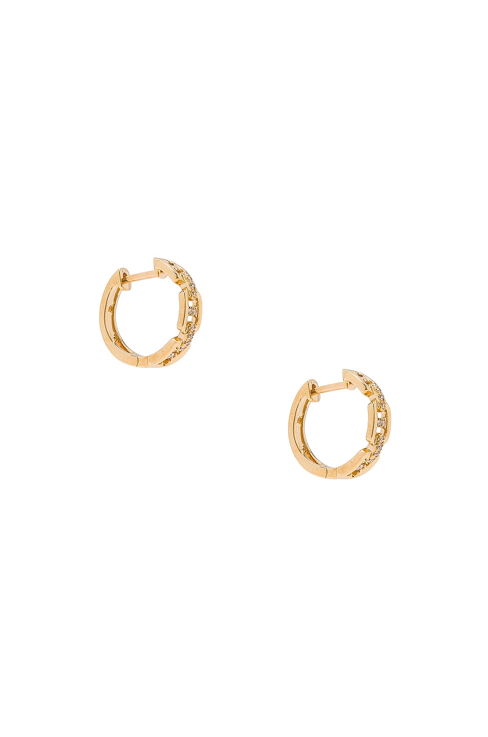 Image 1 of STONE AND STRAND Diamond Anchor Chain Huggie Earrings in Gold & Diamond