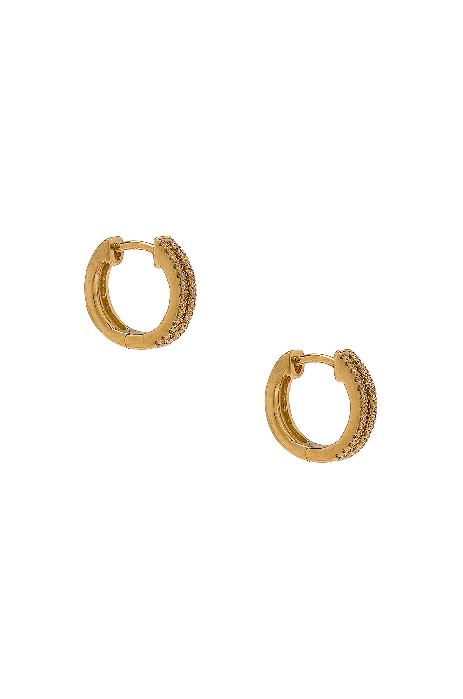 Image 1 of STONE AND STRAND Pave Two Row Diamond Huggie Earrings in Gold & Diamond