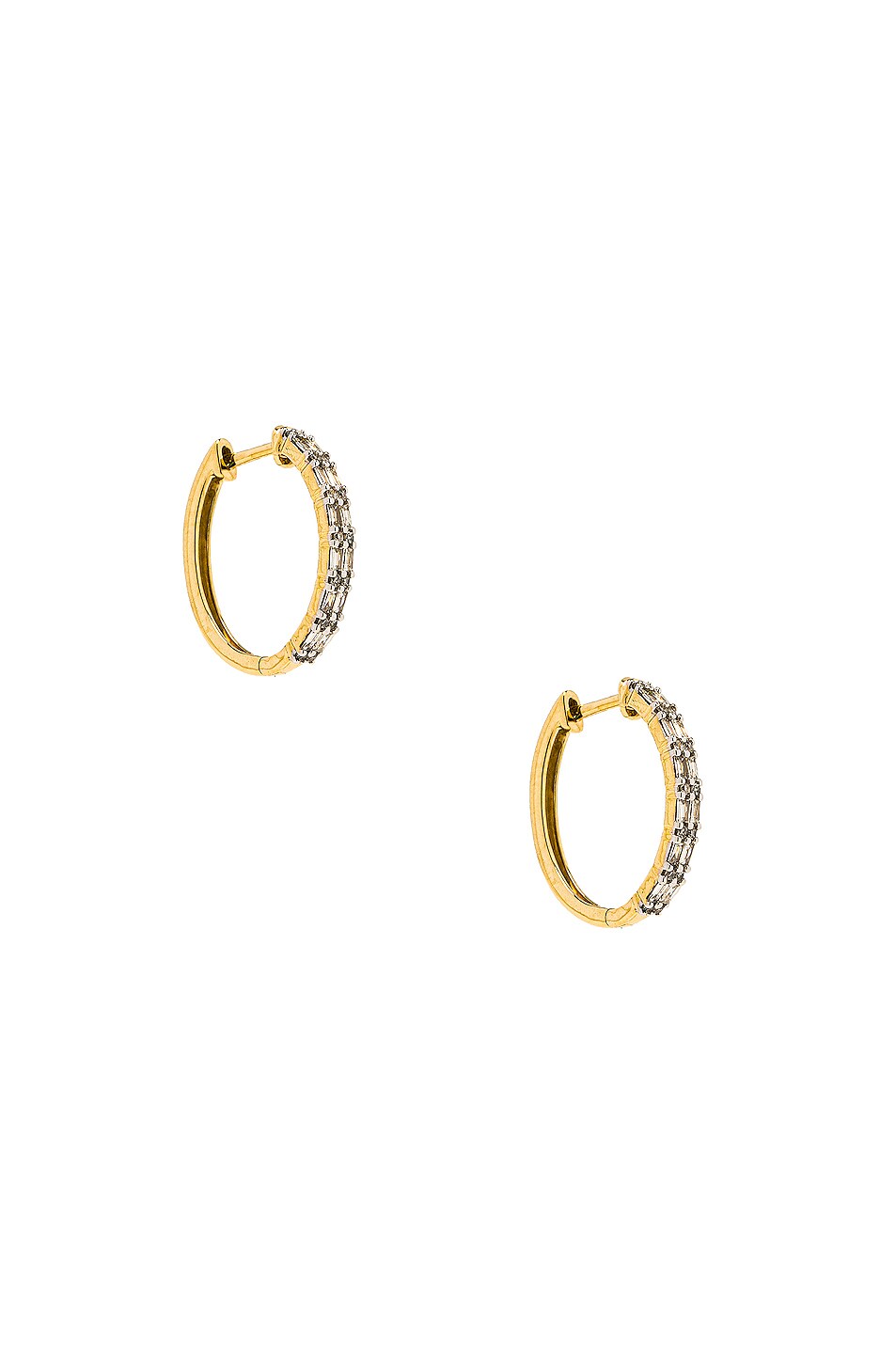 Image 1 of STONE AND STRAND Diamond Code Huggie Earrings in 10K Gold & Diamond
