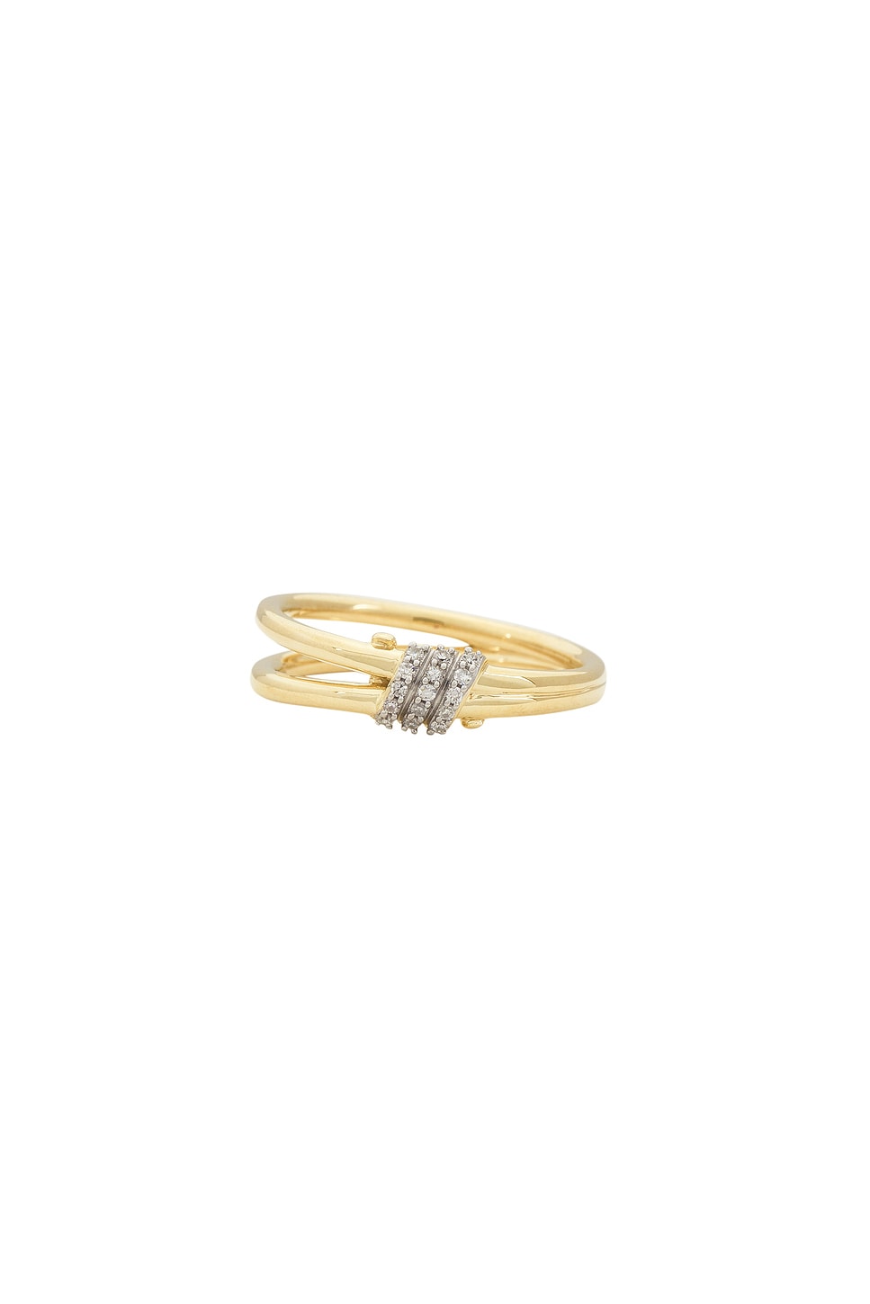 Image 1 of STONE AND STRAND Twinkling Twine Pave Duo Ring in 10k Yellow Gold