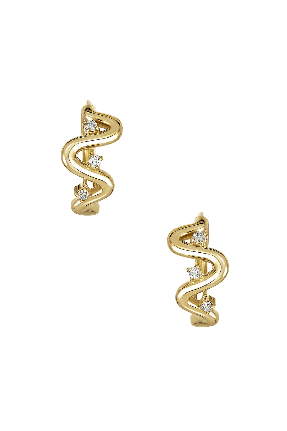 Image 1 of STONE AND STRAND Harbor Lights Huggie Earrings in 10k Yellow Gold & White Diamond