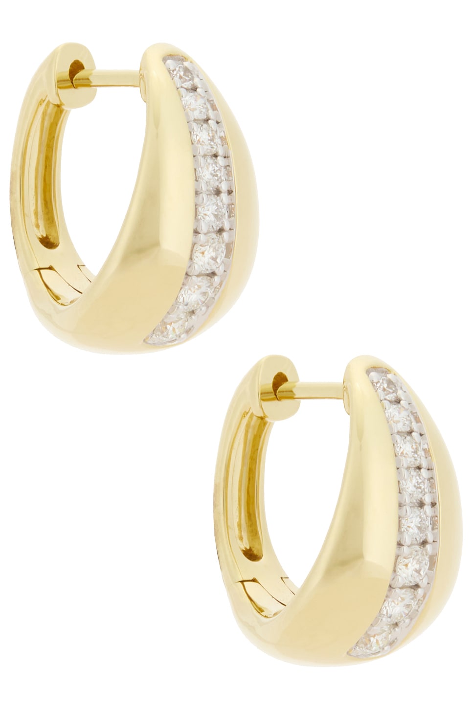 Image 1 of STONE AND STRAND Pave Pistachio Huggie Earrings in 10k Yellow Gold & White Diamond