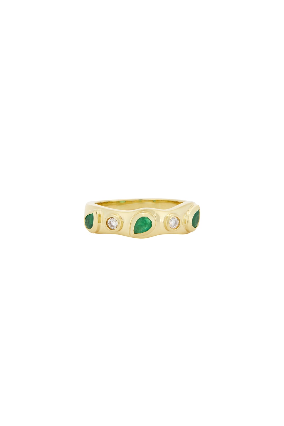 Image 1 of STONE AND STRAND Luxe Band Ring in 10k Yellow Gold, Emerald, & White Diamond