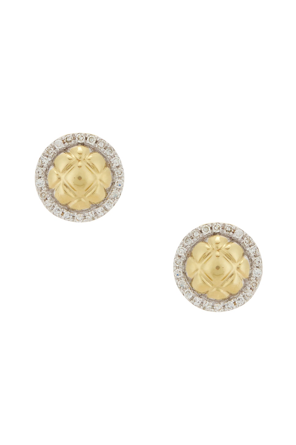 Image 1 of STONE AND STRAND Puff Puff Pave Button Stud Earrings in 14k Yellow Gold & White Diamond