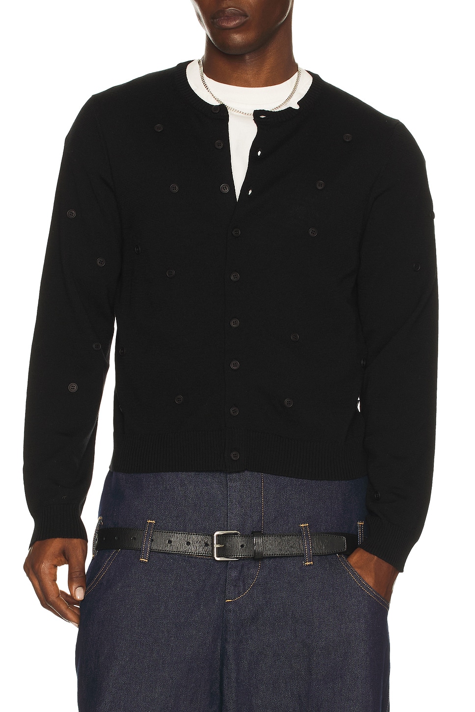 Image 1 of Spencer Badu Button Cardigan in Black