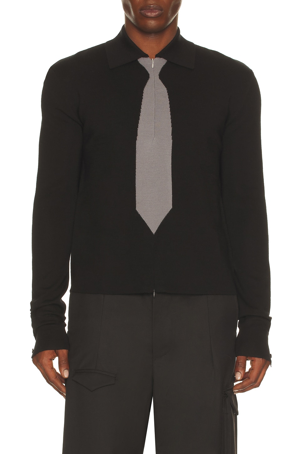Image 1 of Spencer Badu Knit Tie Shirt in Black