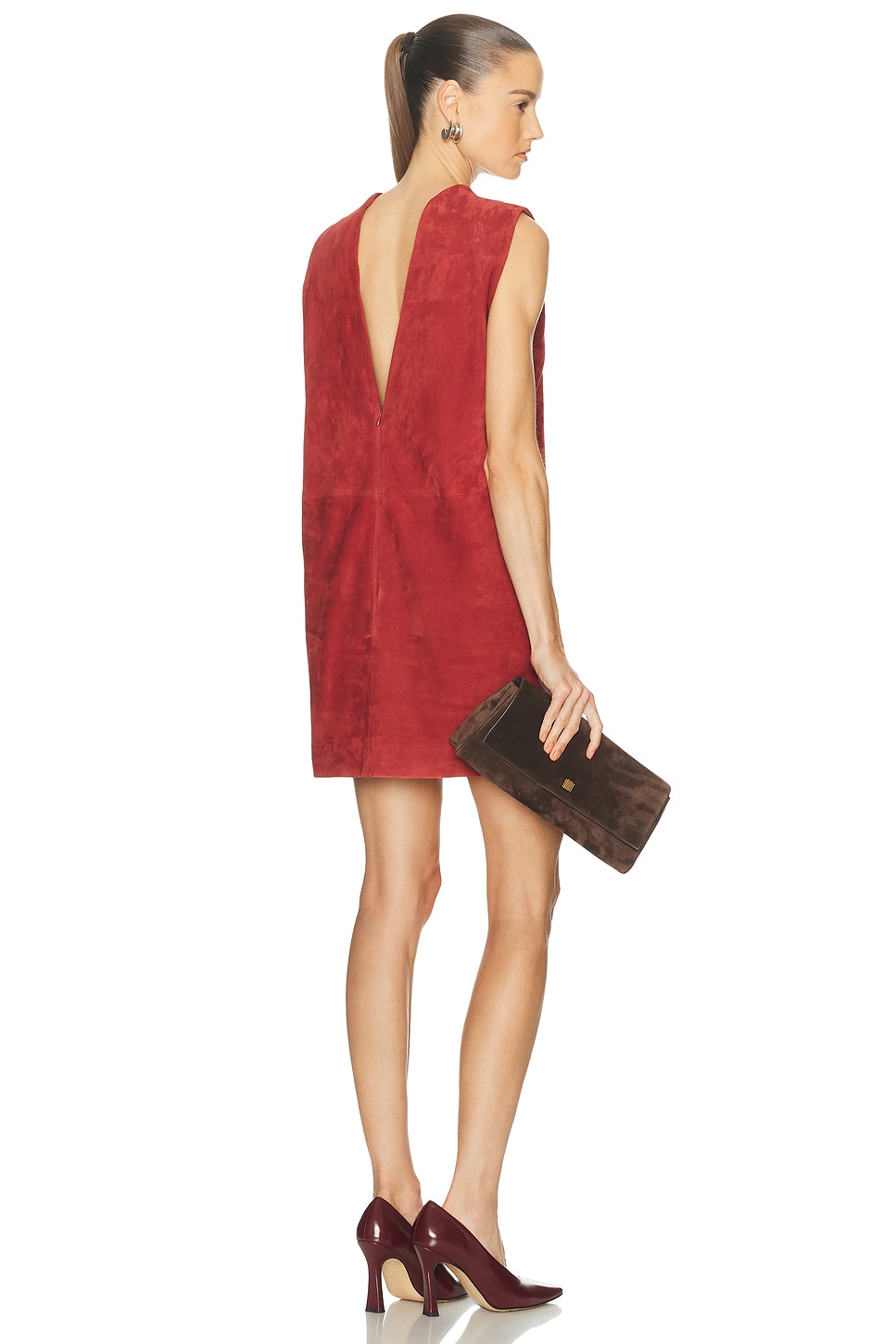 Srg Mona Suede Dress In Burgundy