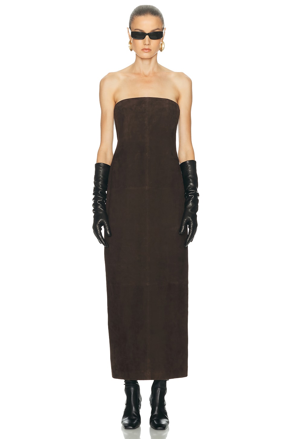 Image 1 of SRG Kim Suede Dress in Chocolate