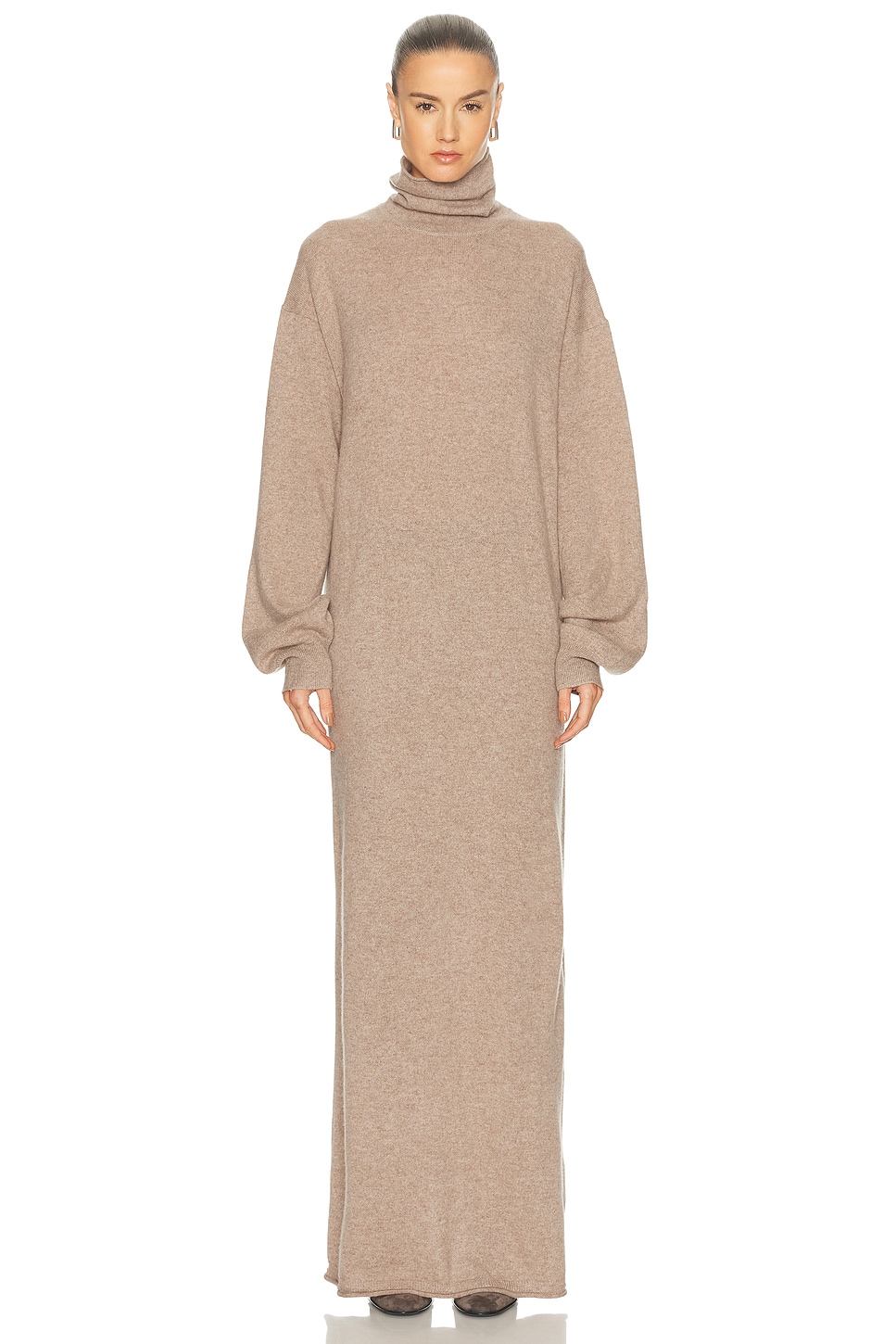 Image 1 of SRG Sascha Knit Turtleneck Dress in Toast