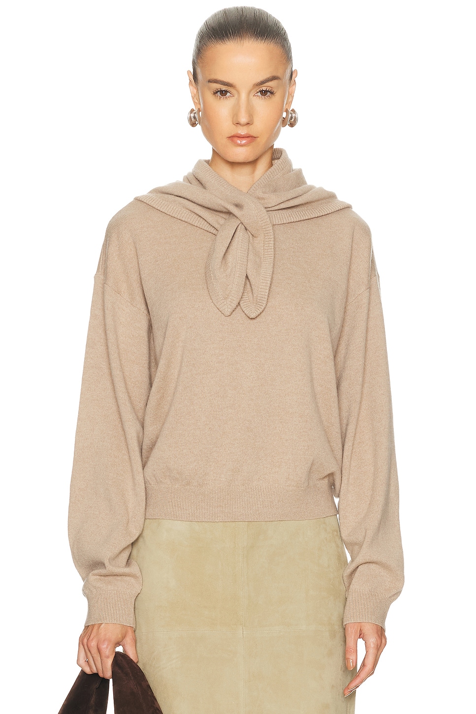 Image 1 of SRG Lue Detachable Kerchief Sweater in Taupe