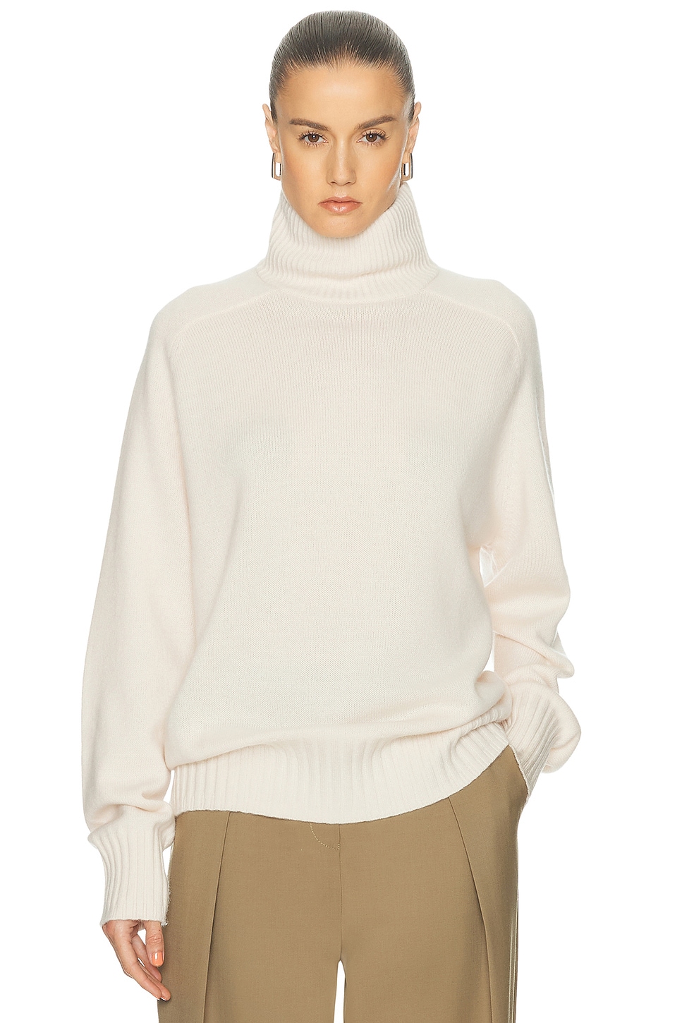 Image 1 of SRG Fayy Cashmere Turtleneck Sweater in Cream