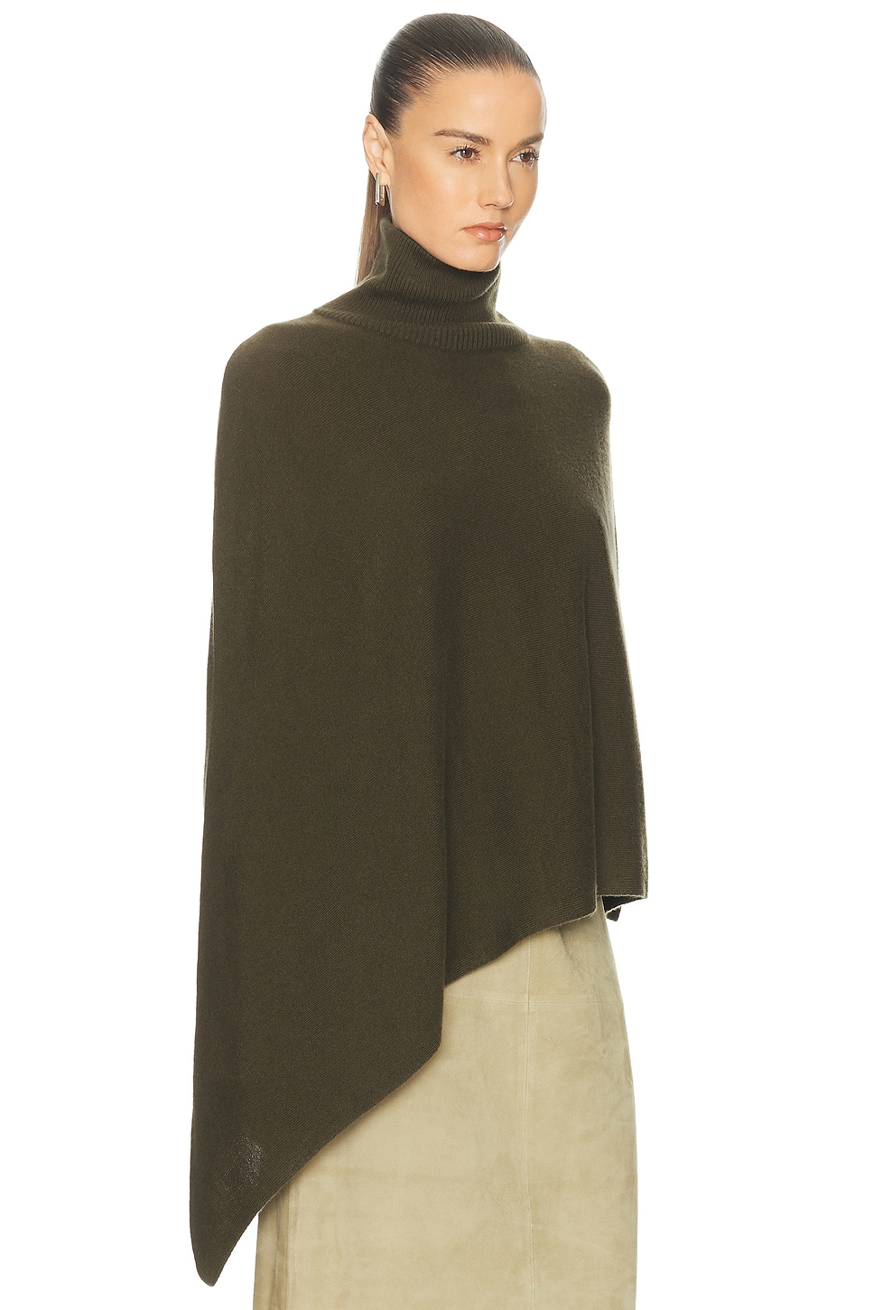Image 2 of SRG Axele Cashmere Knit Cape in Dark Olive