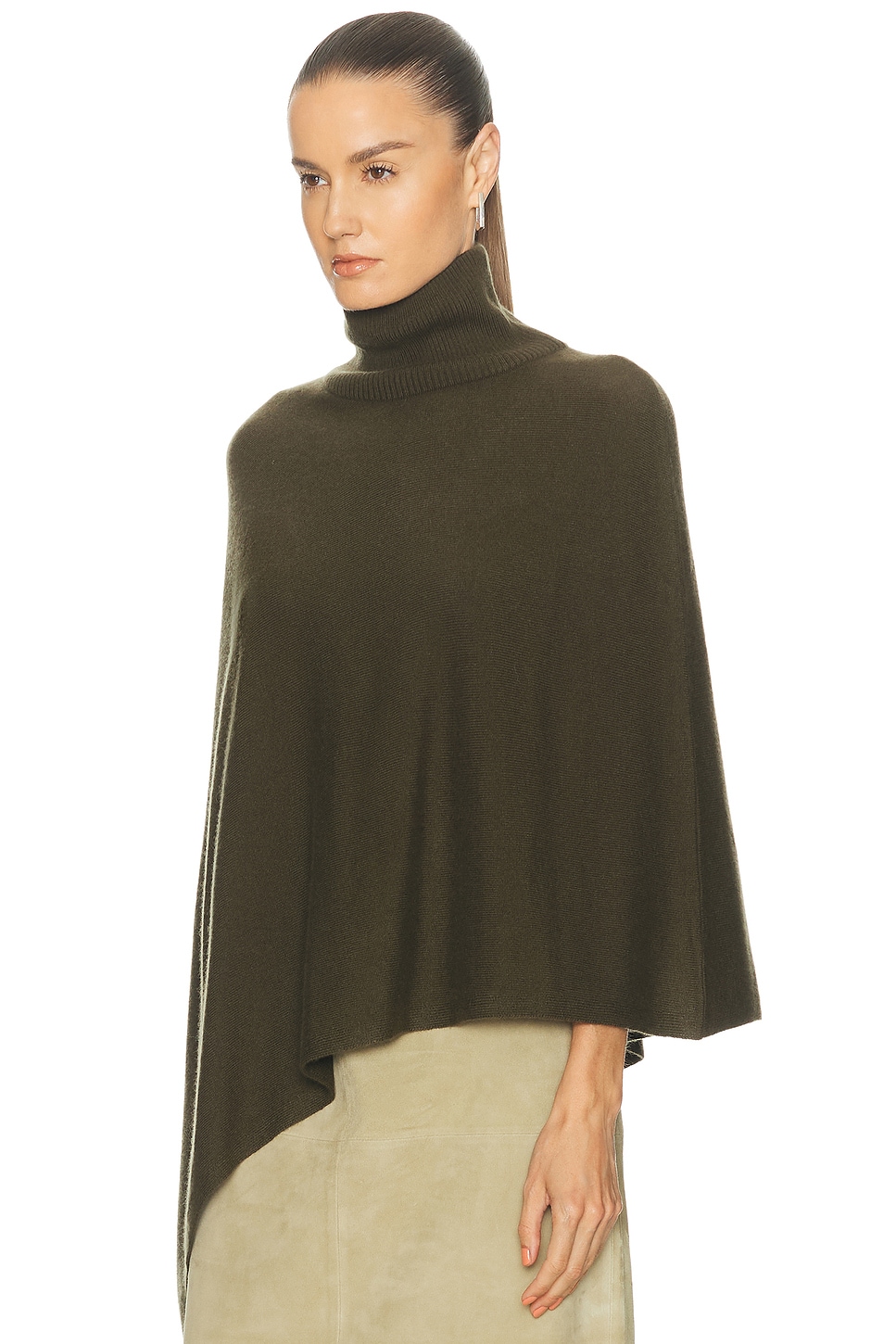Image 3 of SRG Axele Cashmere Knit Cape in Dark Olive