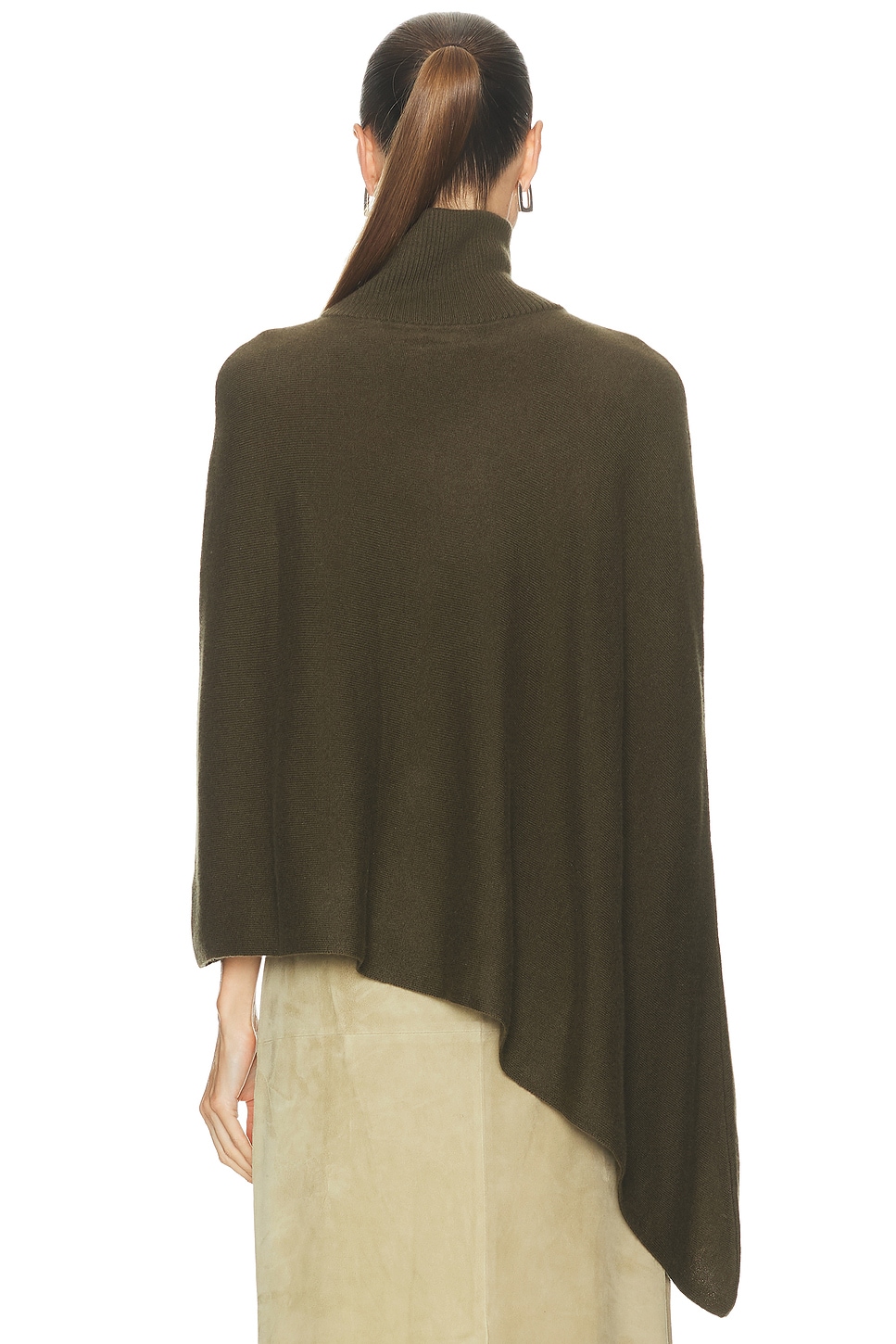 Image 4 of SRG Axele Cashmere Knit Cape in Dark Olive