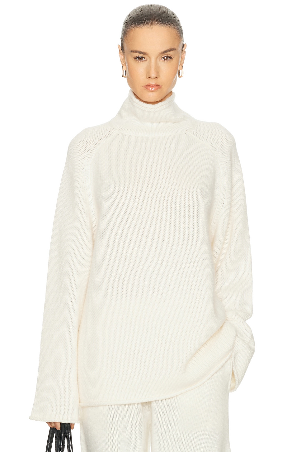 Image 1 of SRG Sukki Cashmere Oversized Turtleneck in Cream