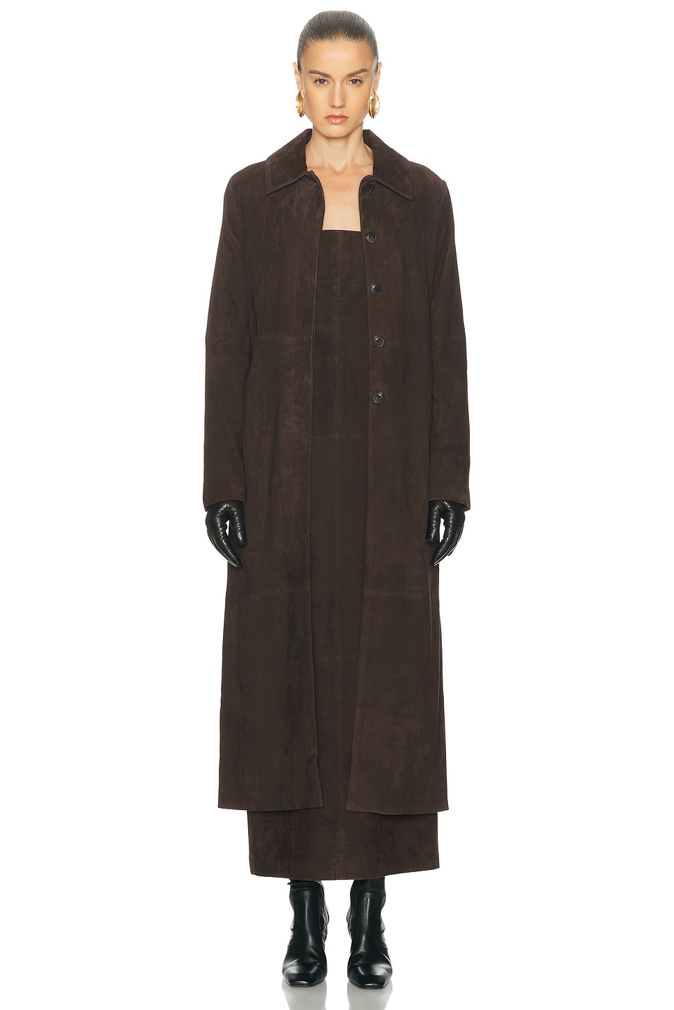 Image 1 of SRG Bruno Suede Coat in Chocolate
