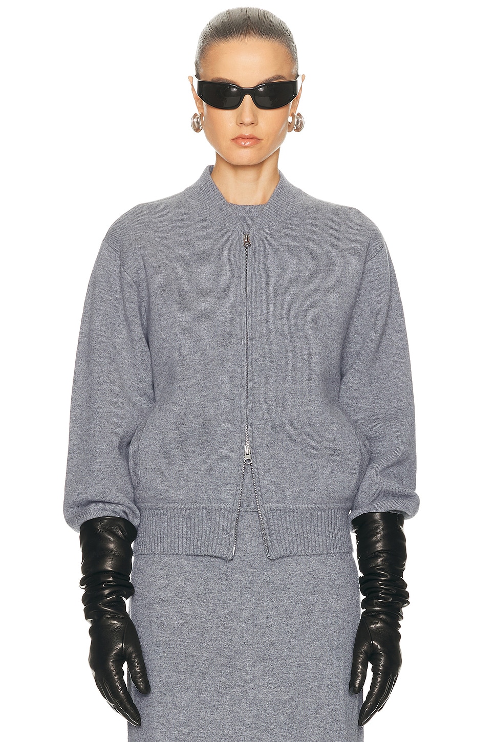 Image 1 of SRG Velma Knit Bomber Jacket in Grey